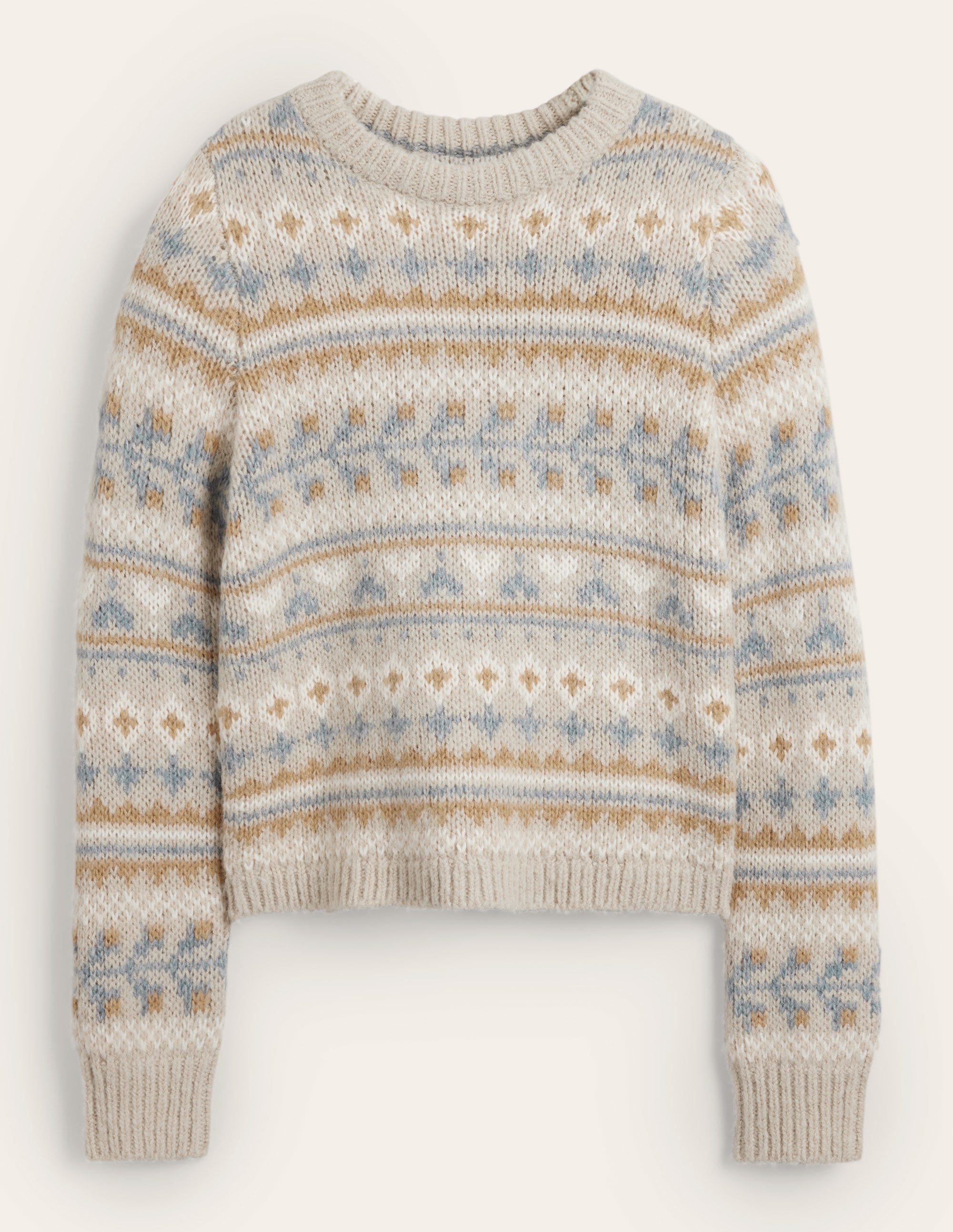 Pull duveteux motif jacquard-Motif jacquard avoine chiné - Image 5