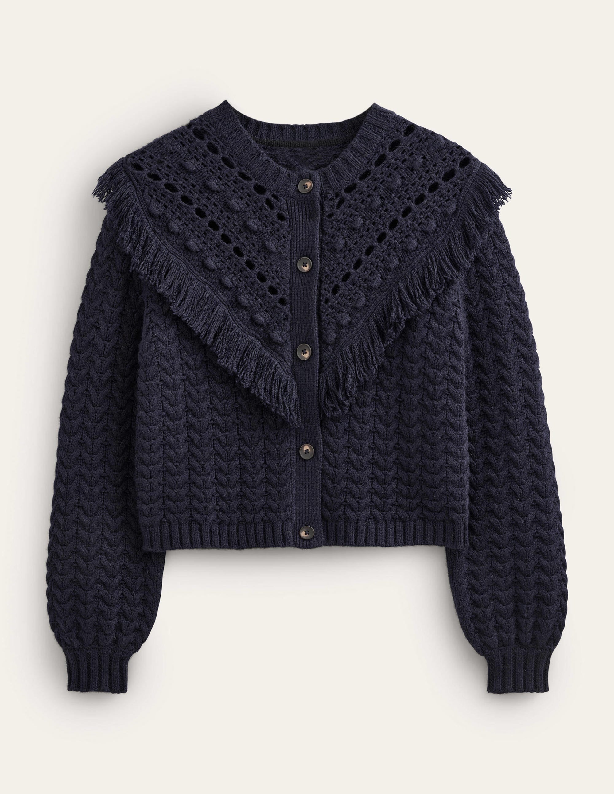 Gilet oversize à franges-Bleu marine - Image 6