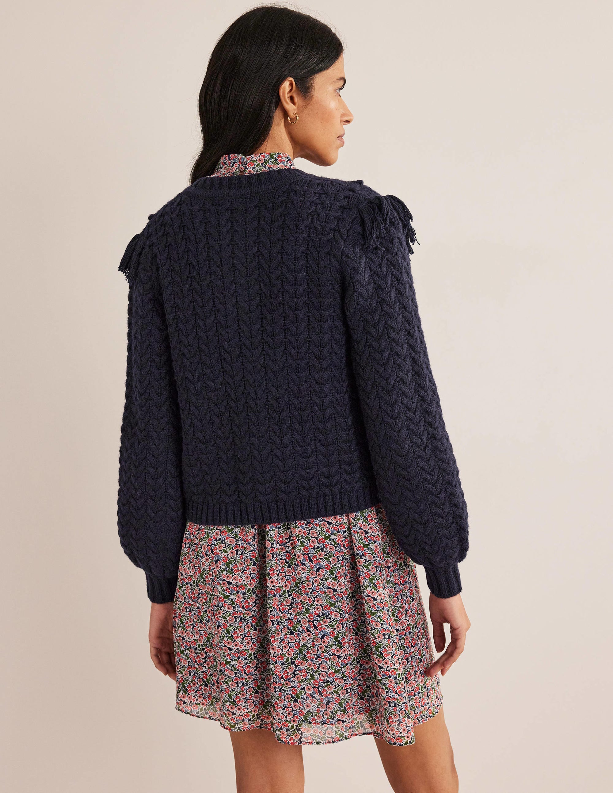Gilet oversize à franges-Bleu marine - Image 3