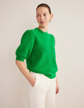 Ribbed Fluffy Top-Green Bee