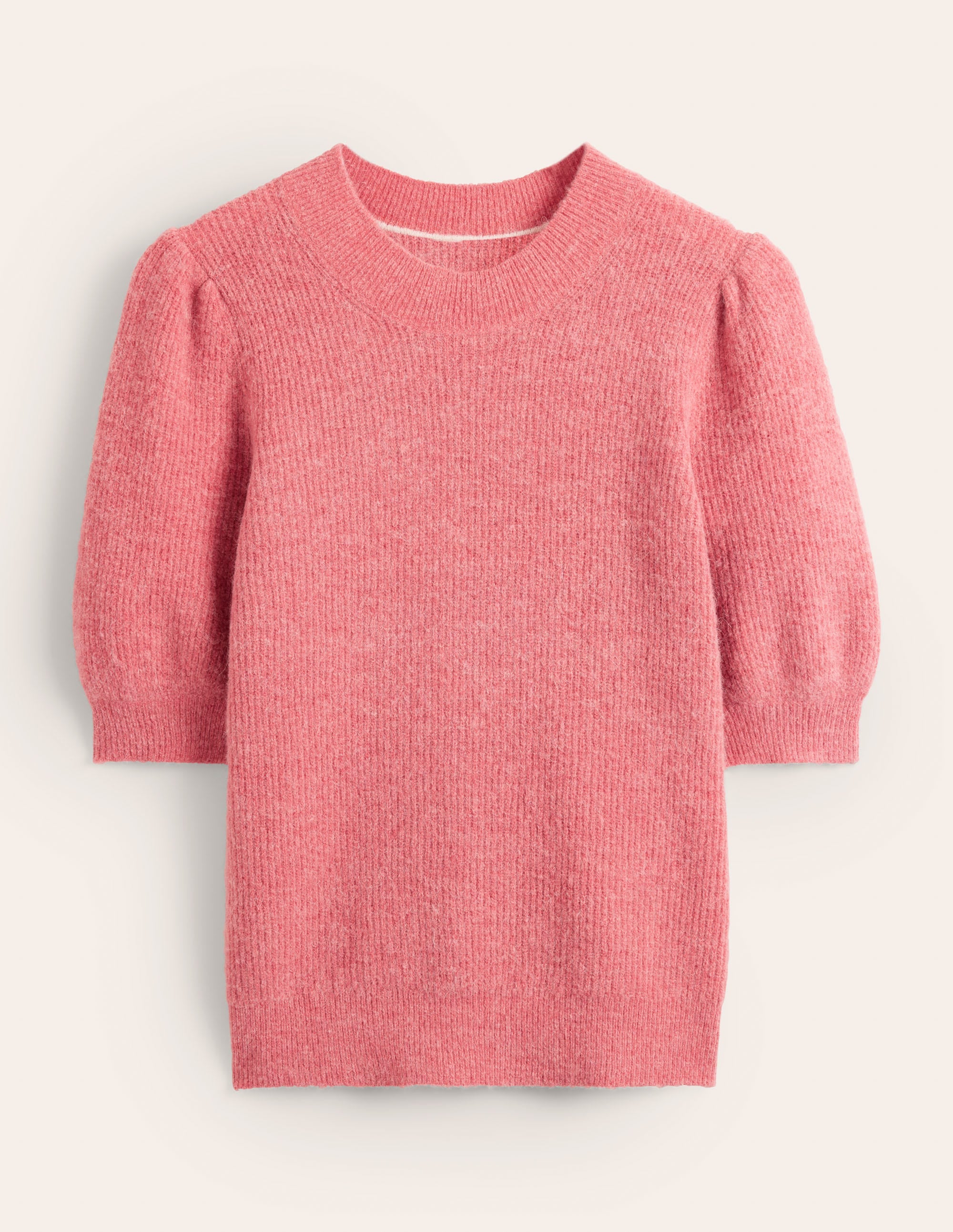 Flauschiges Rippstrick-T-Shirt-Blassrosa - Image 5