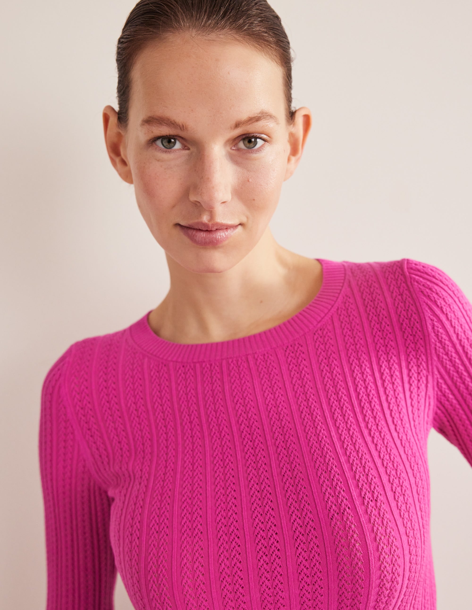 Langärmliges Rippstrickoberteil-Magenta - Image 2
