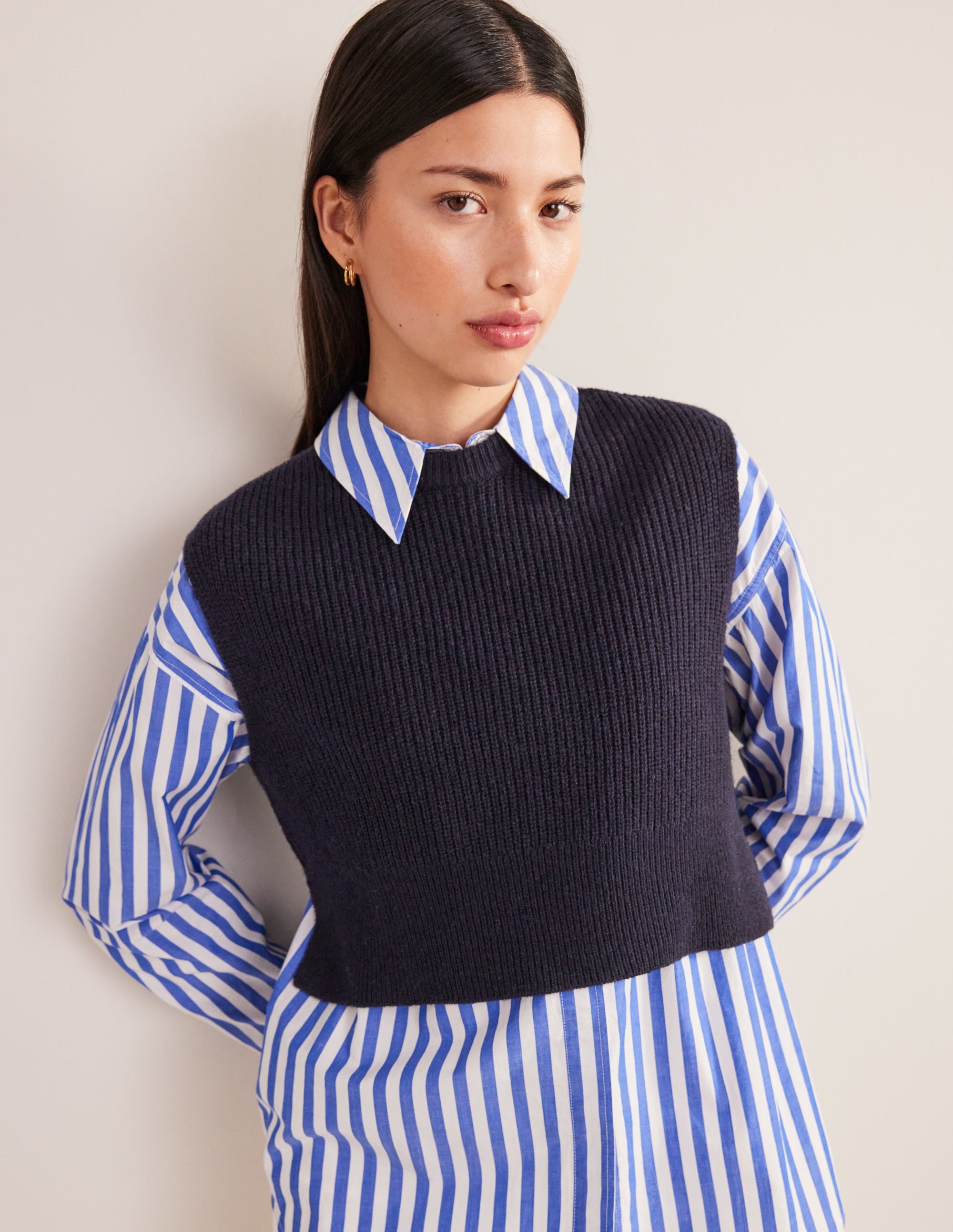 Rippstrickpullunder aus Wolle-Marineblau - Image 1
