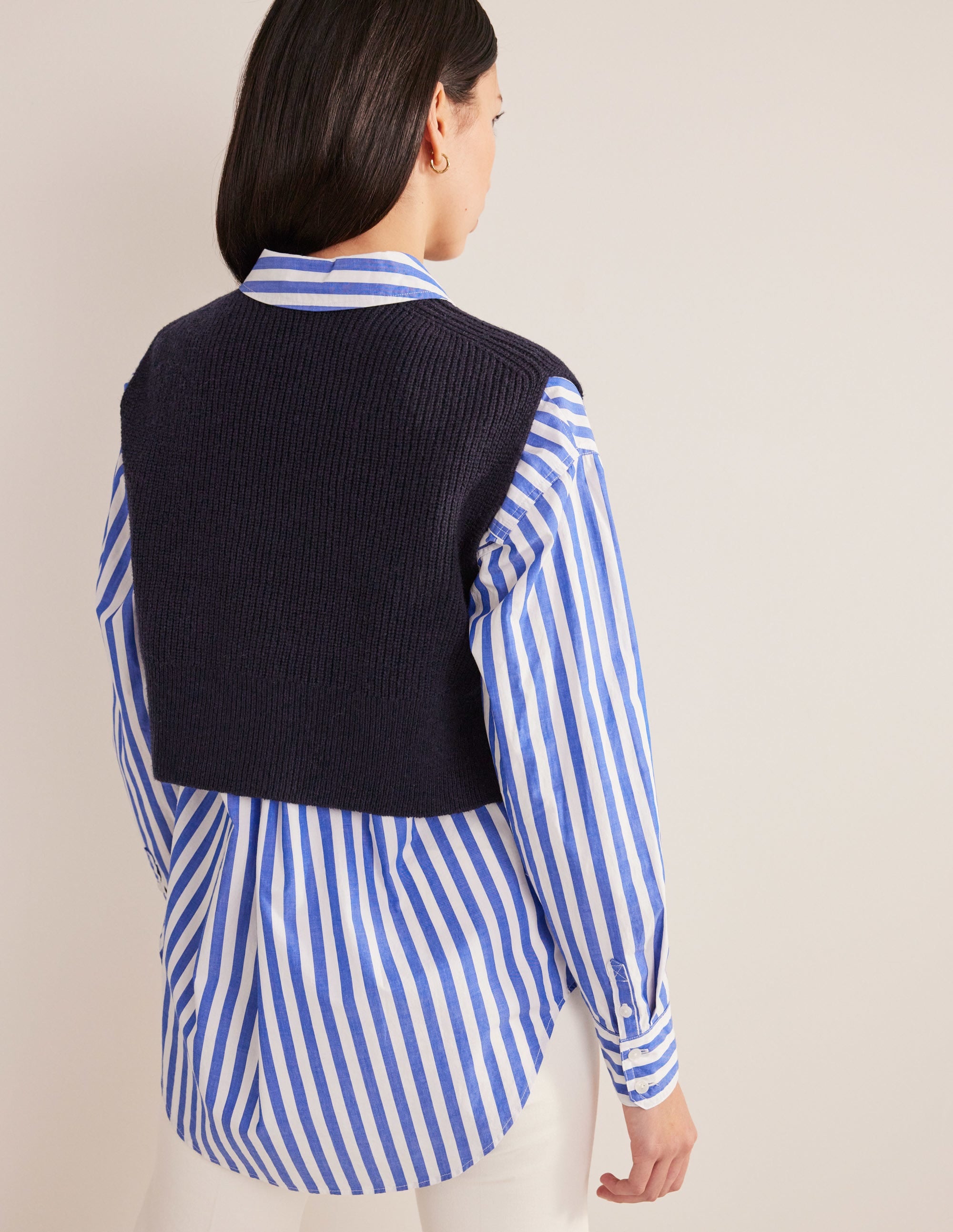 Rippstrickpullunder aus Wolle-Marineblau - Image 3