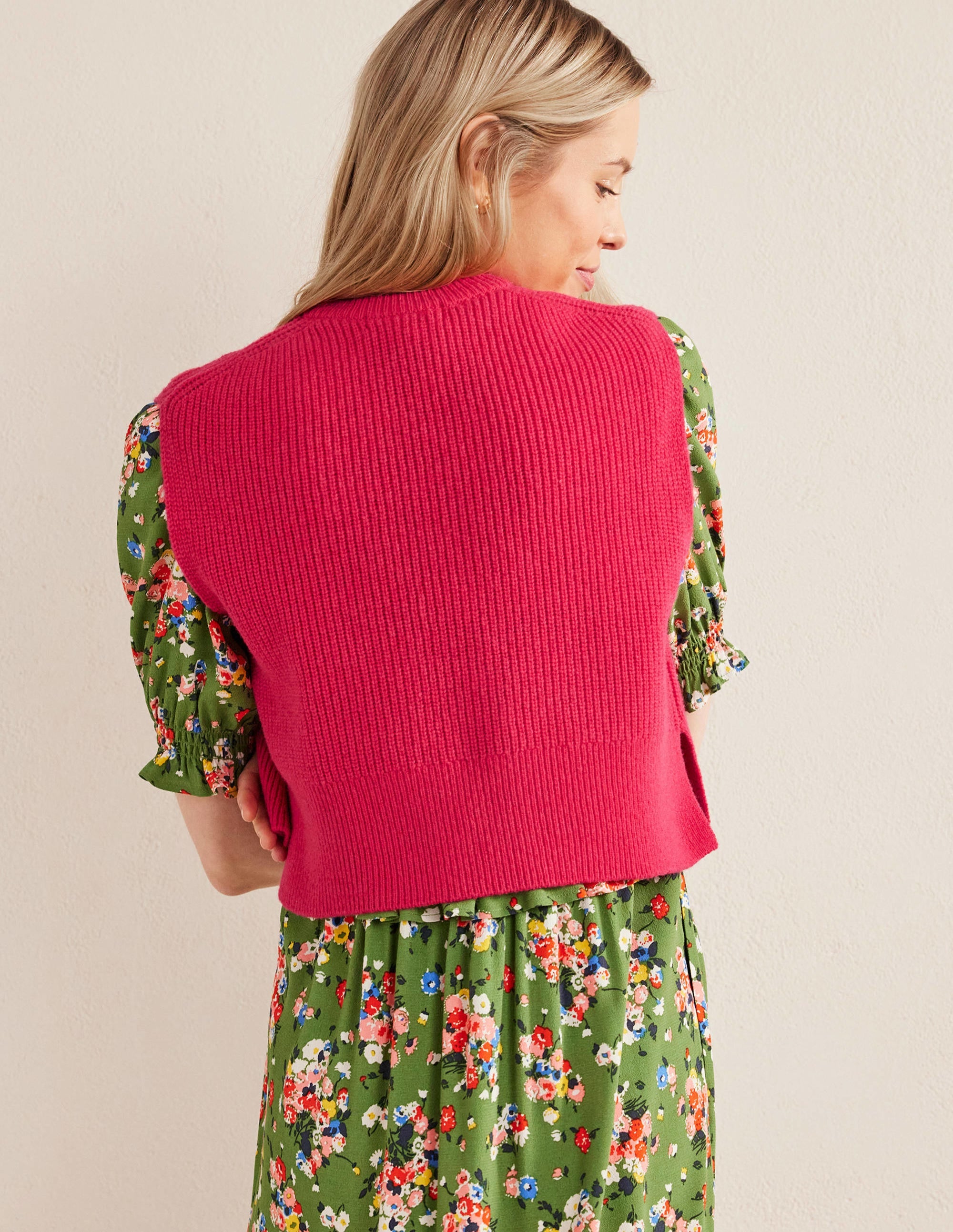 Rippstrickpullunder aus Wolle-Dunkelrosa - Image 3