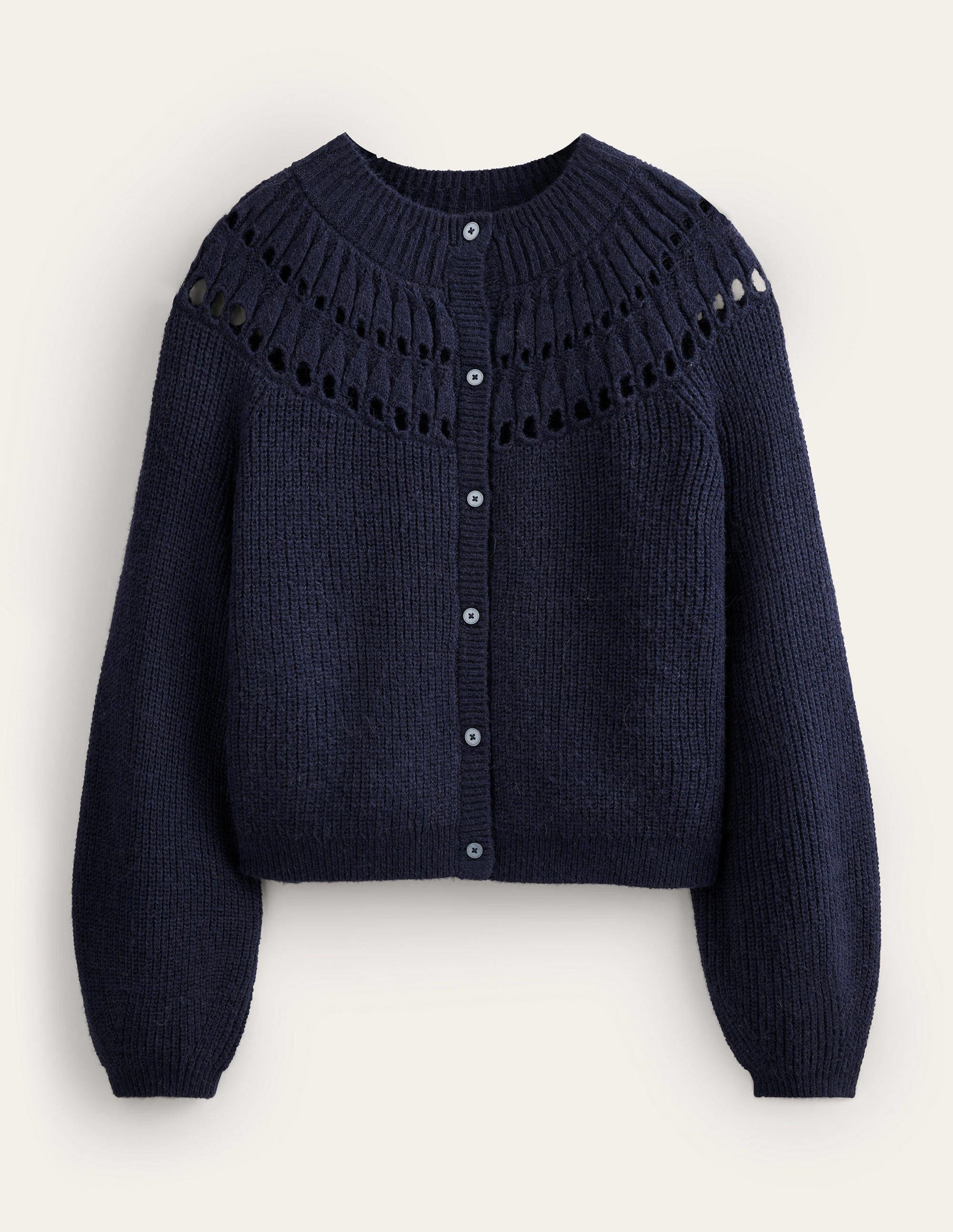 Fluffy Ruffle Cardigan-Navy-5