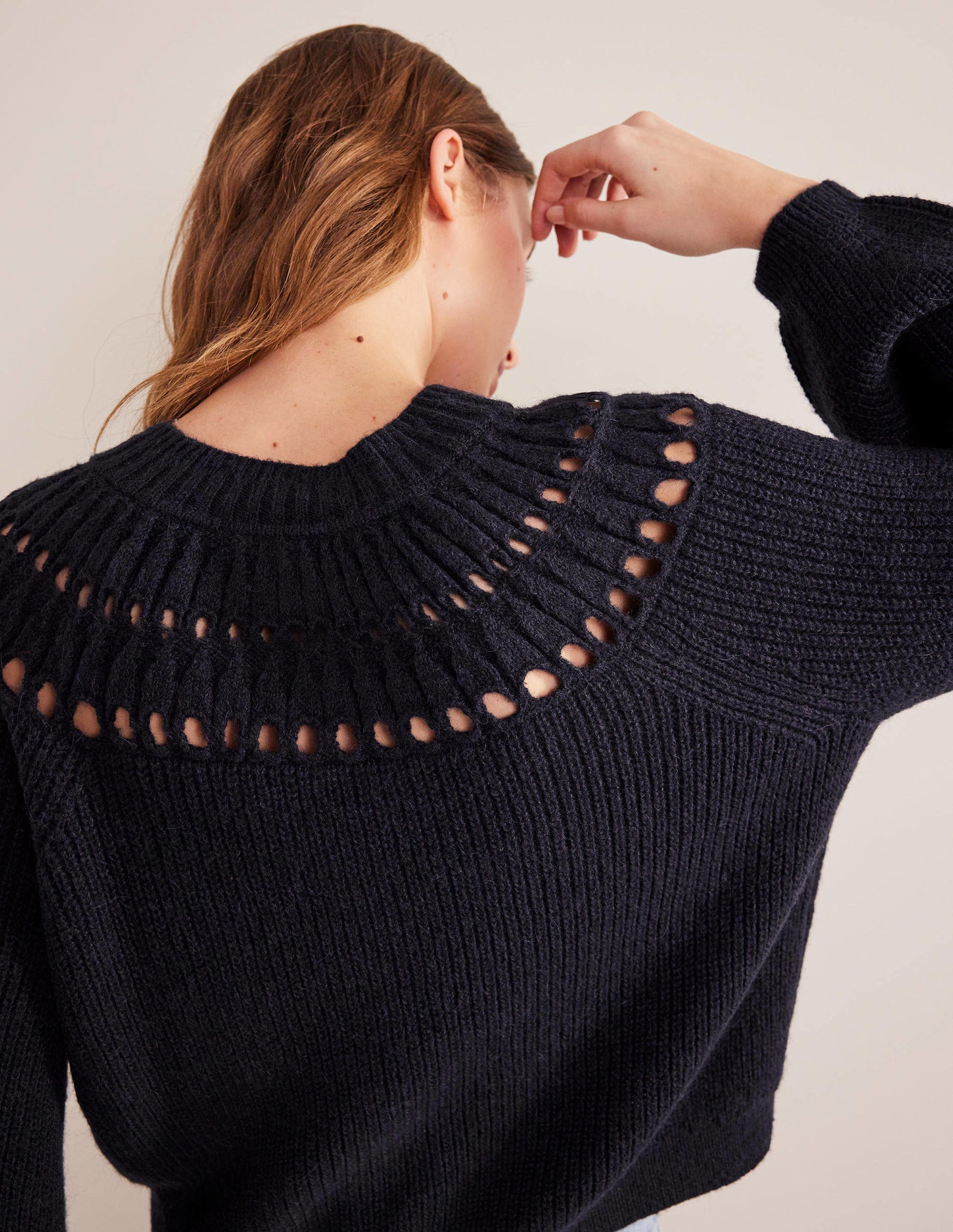 Fluffy Ruffle Cardigan-Navy-2