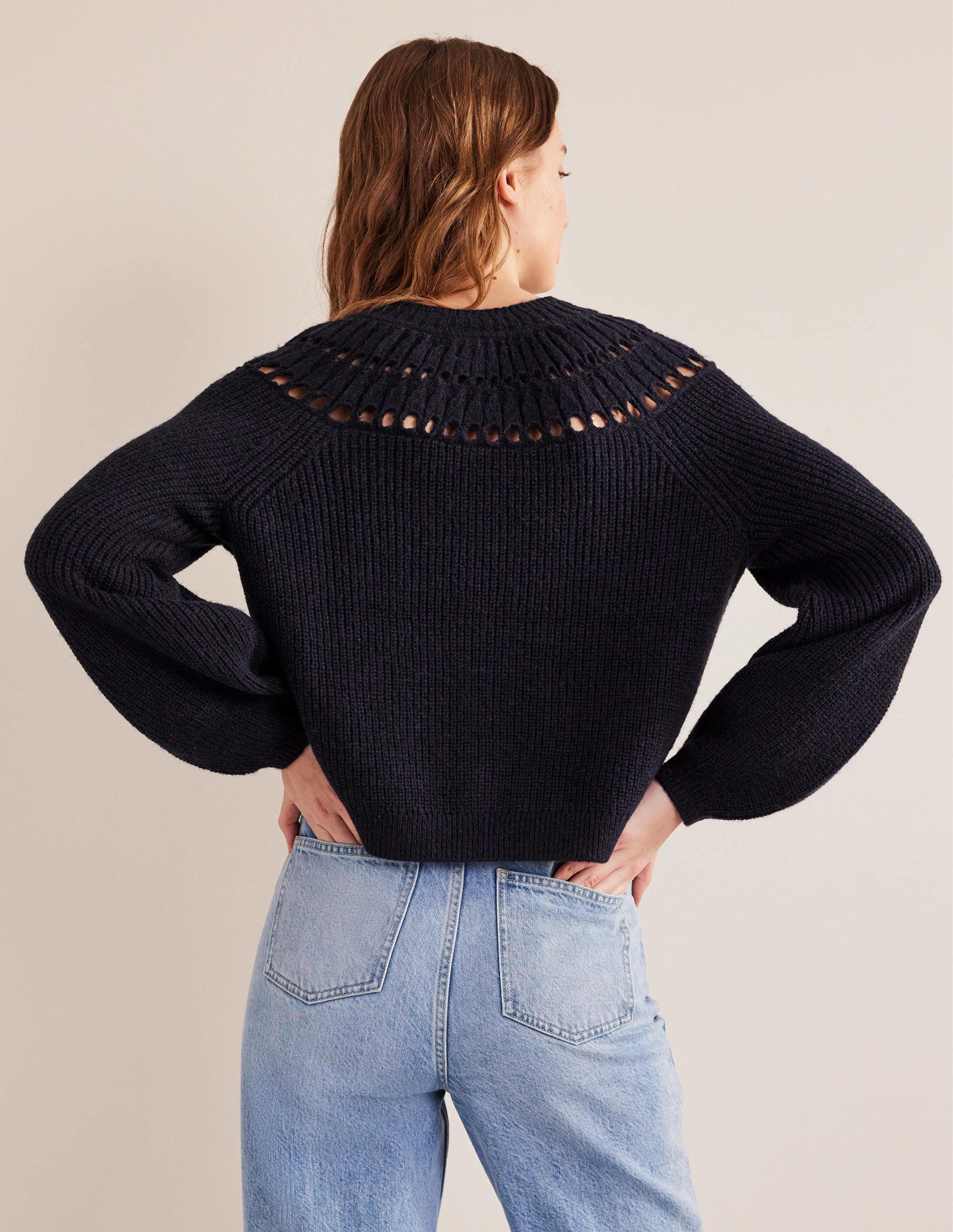 Fluffy Ruffle Cardigan-Navy - Image 3
