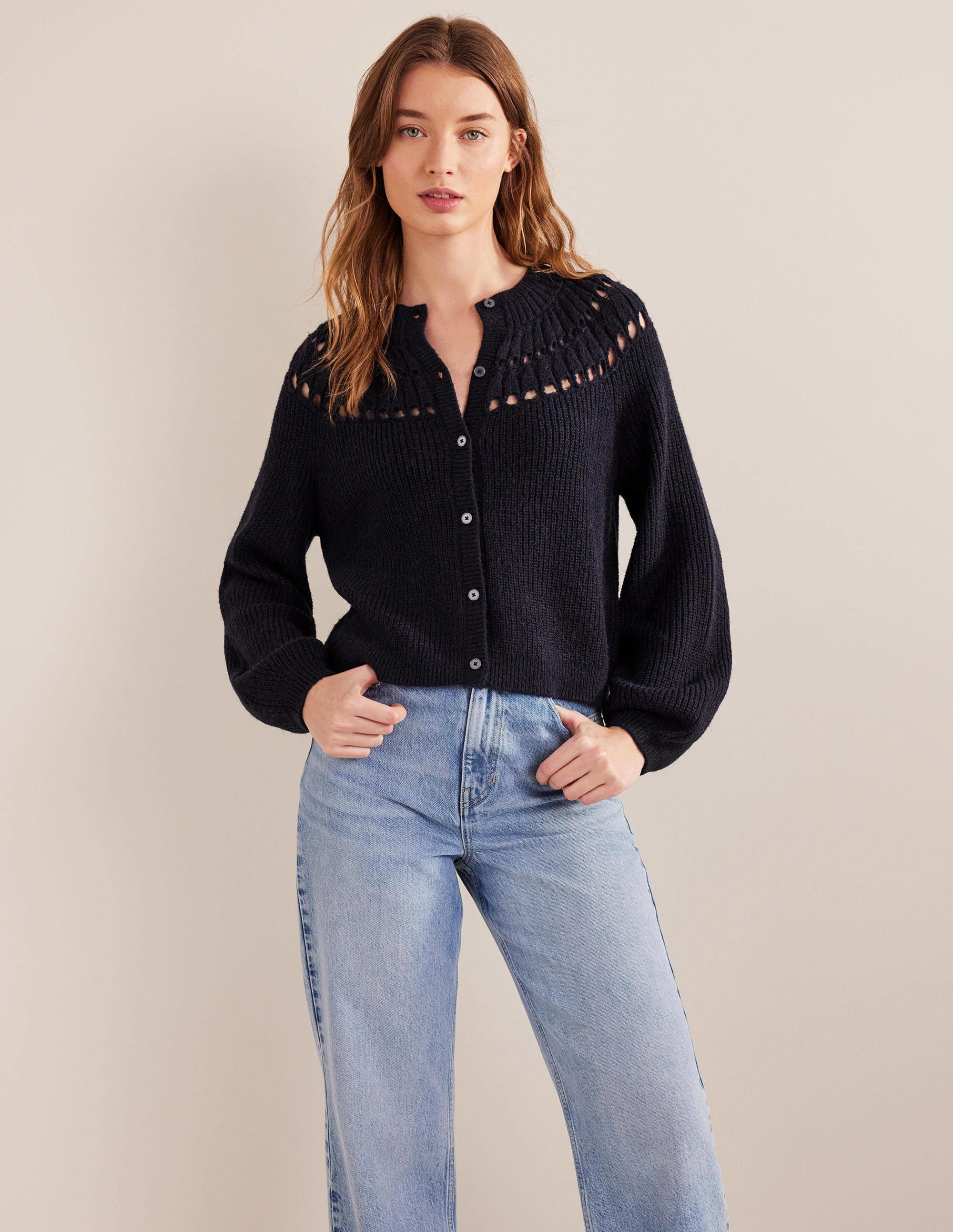 Fluffy Ruffle Cardigan-Navy - Image 4