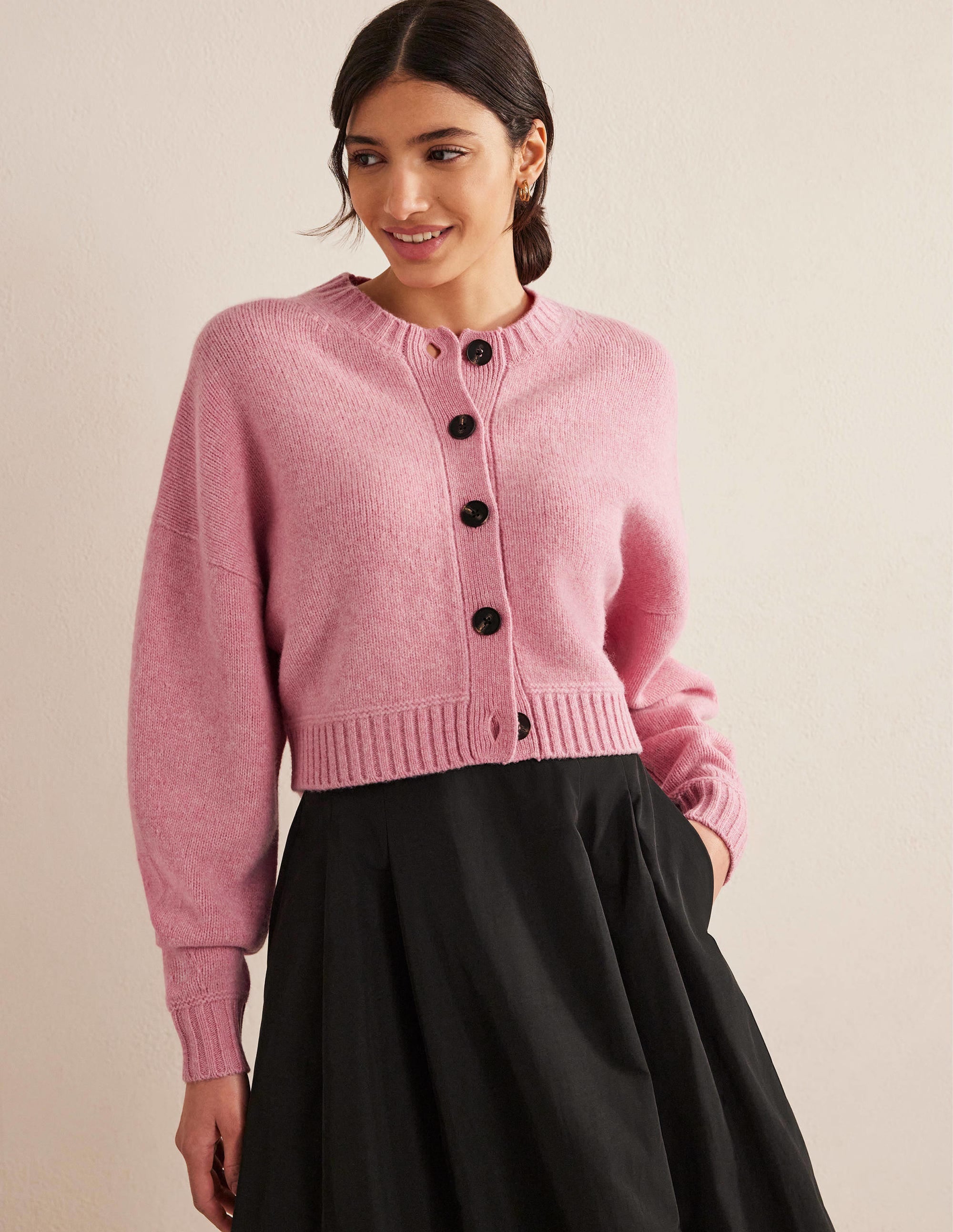Cardigan court en laine brossée-Limonade rose - Image 1