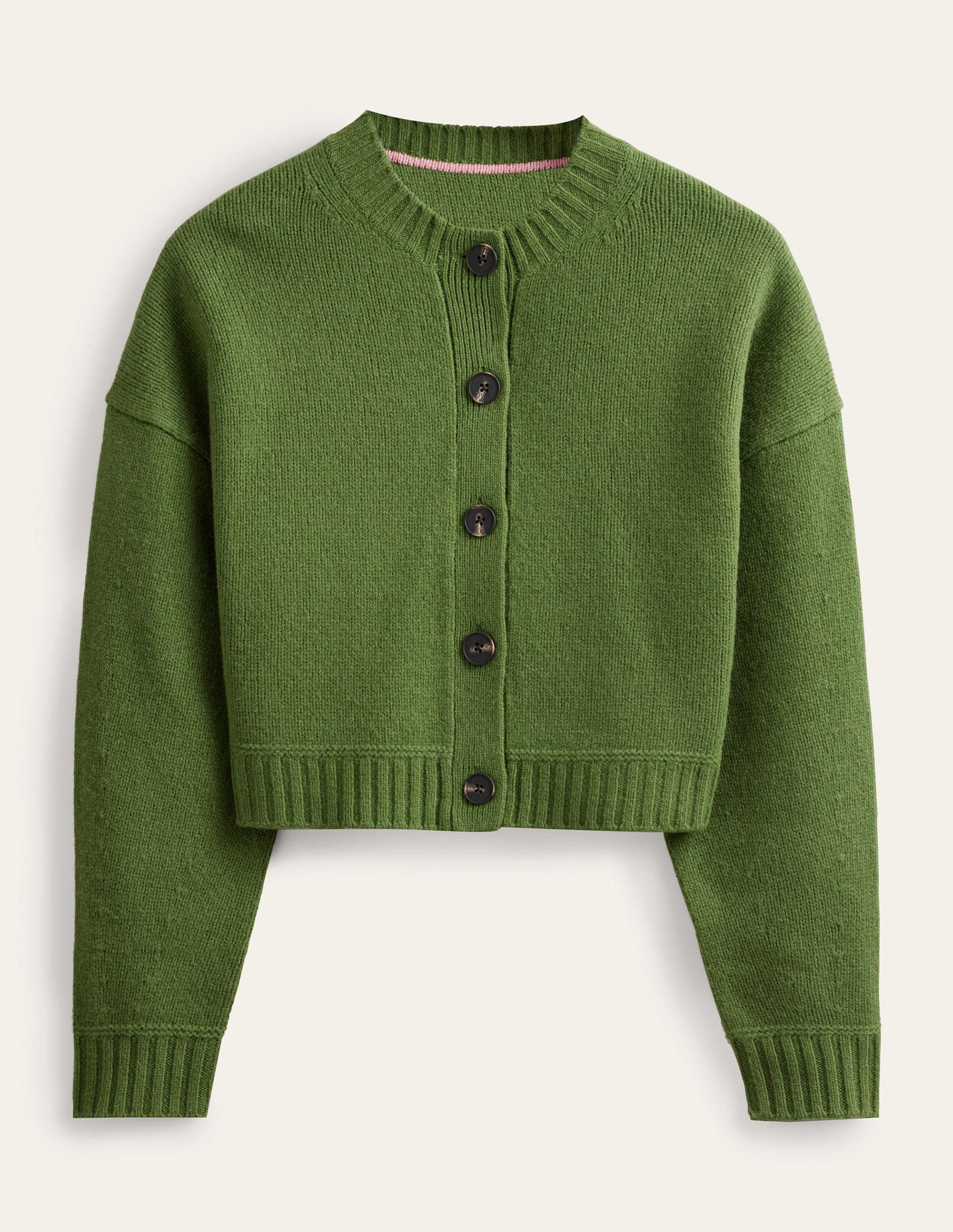 Kurz geschnittener Cardigan aus gebürsteter Wolle-Parkgrün - Image 5