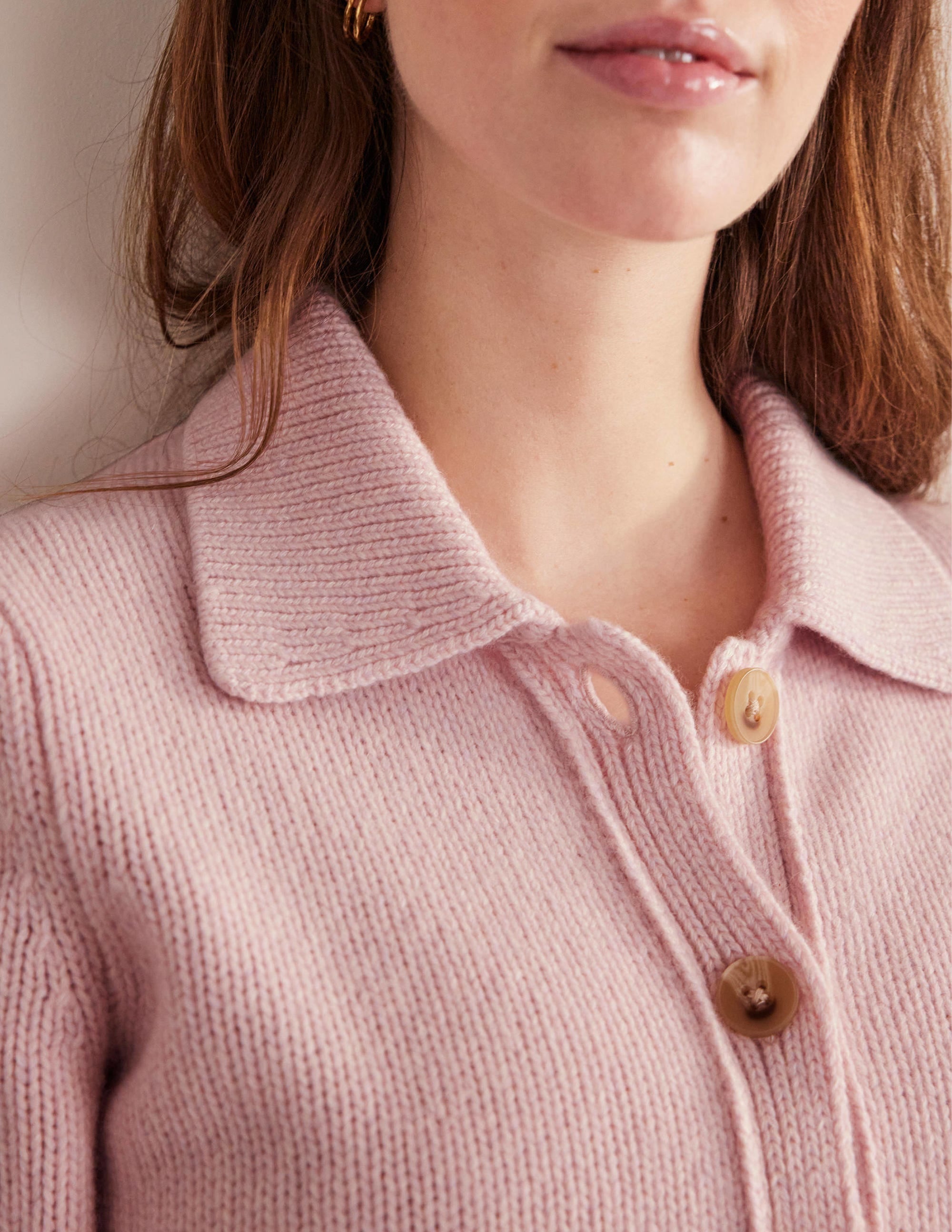 Kaschmircardigan mit Kragen-Marshmallow - Image 2