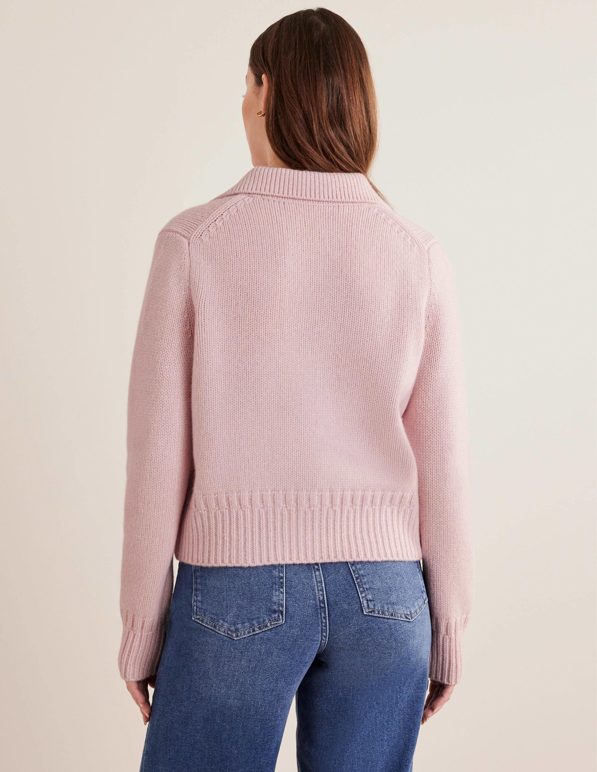 Kaschmircardigan mit Kragen-Marshmallow - Image 3