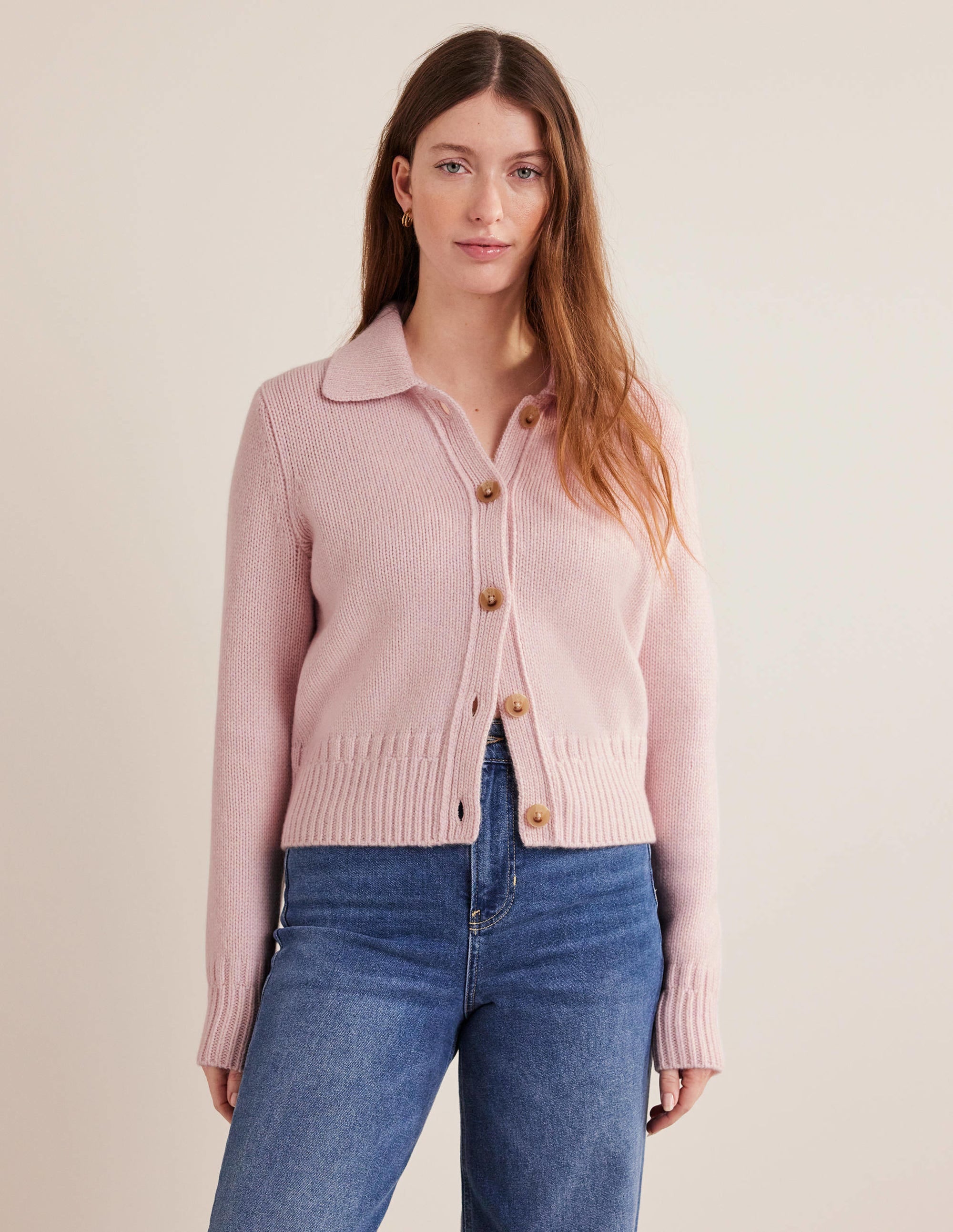 Kaschmircardigan mit Kragen-Marshmallow - Image 4