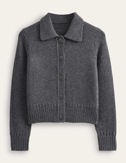 Kaschmircardigan mit Kragen-Anthrazit Melange-2