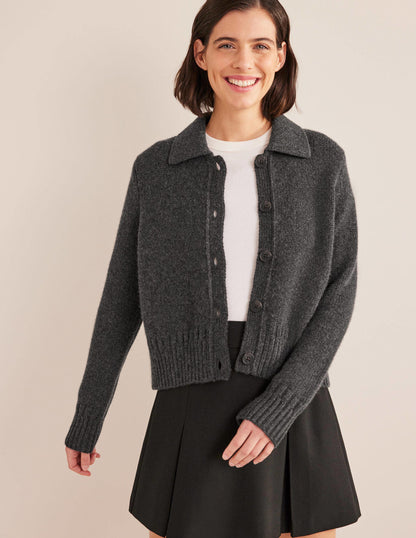 Kaschmircardigan mit Kragen-Anthrazit Melange-1
