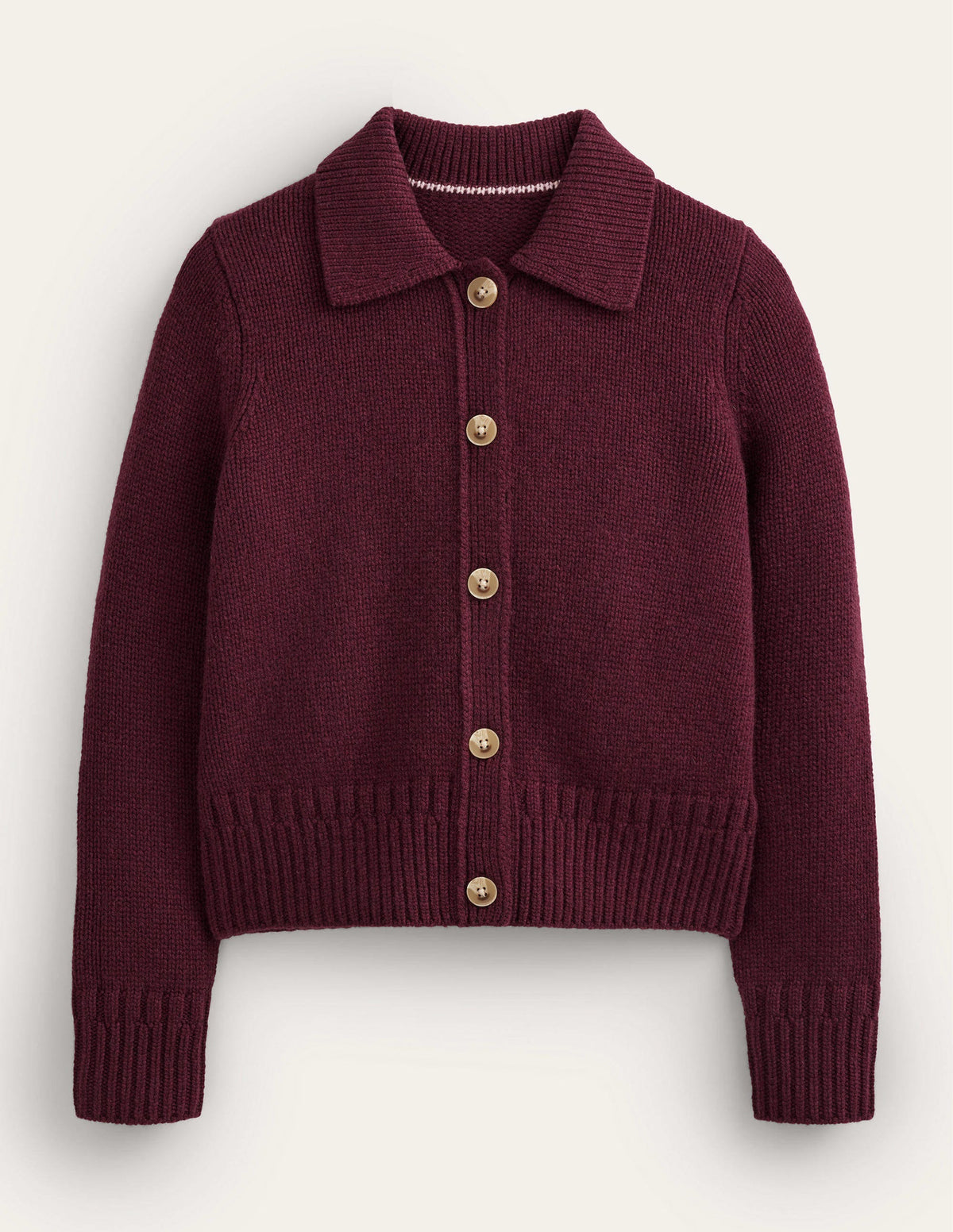Kaschmircardigan mit Kragen-Glühweinrot Melange-5