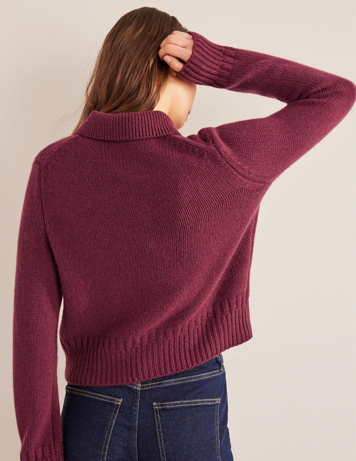 Kaschmircardigan mit Kragen-Glühweinrot Melange-3