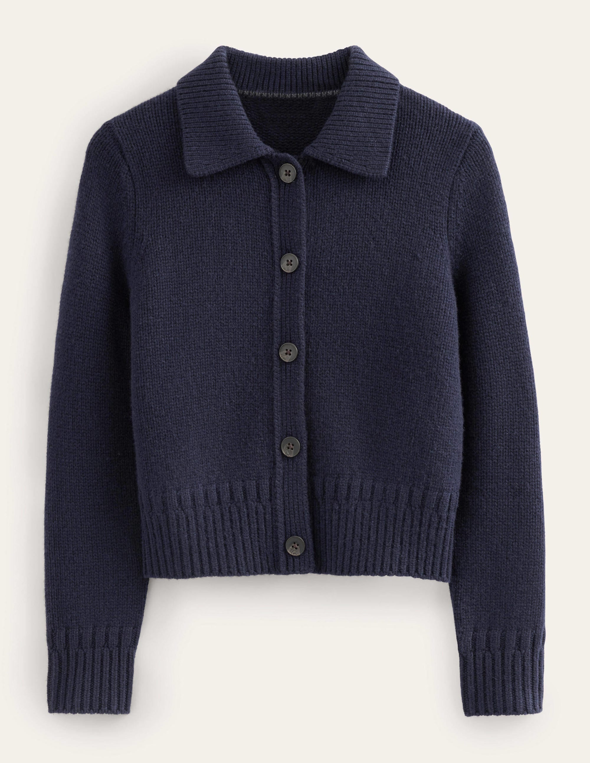 Kaschmircardigan mit Kragen-Marineblau - Image 9