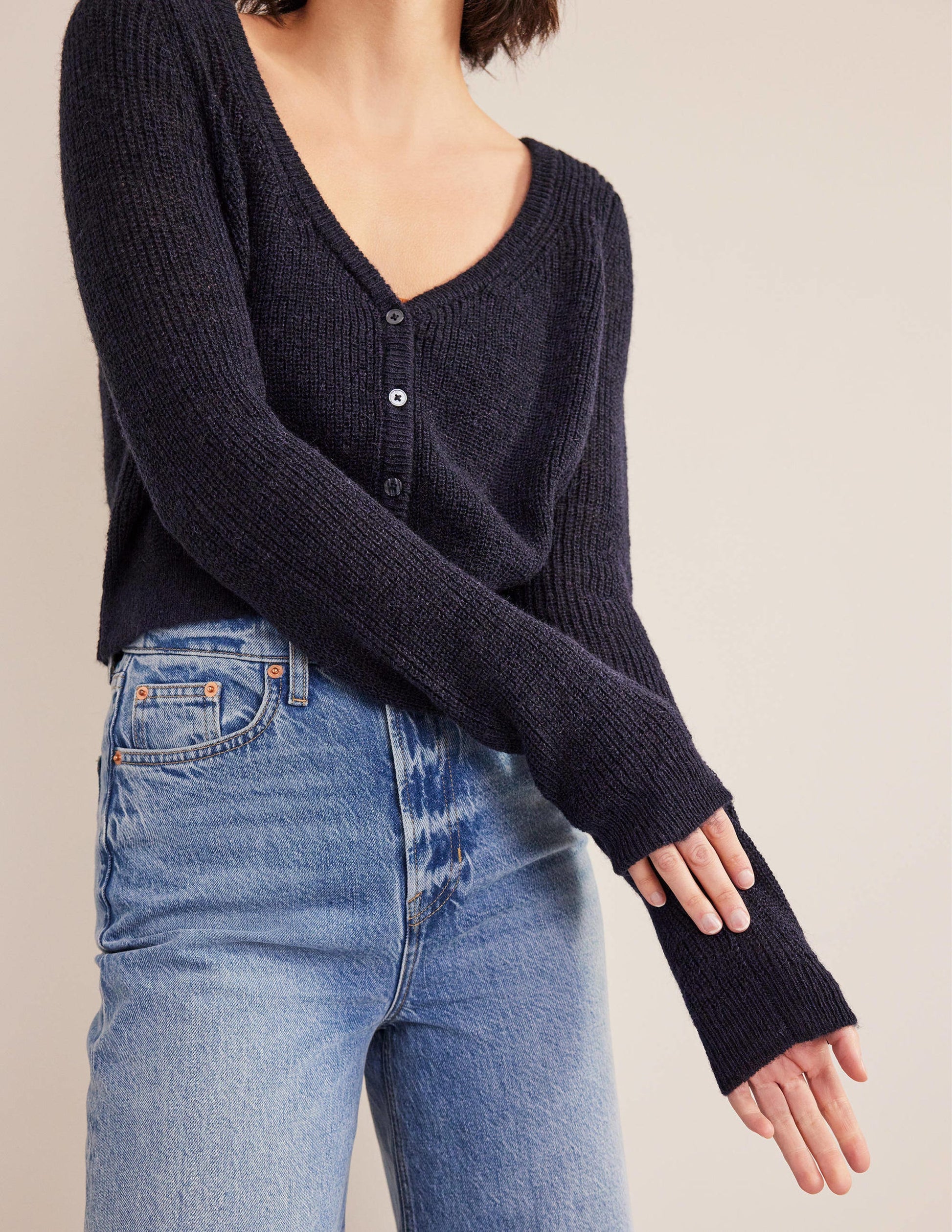 Gilet court duveteux-Bleu marine-4