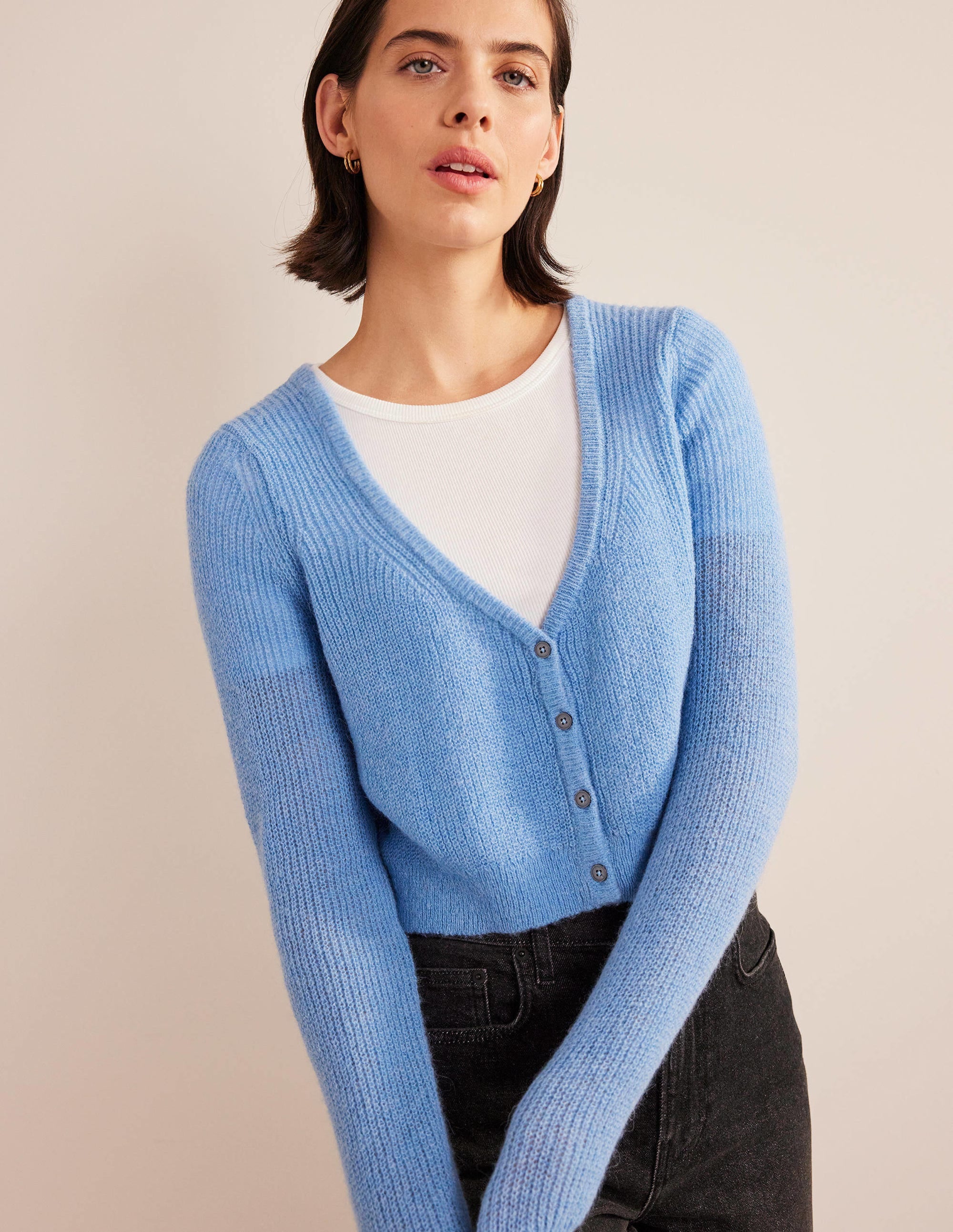 Gilet court duveteux-Graine de lin - Image 1