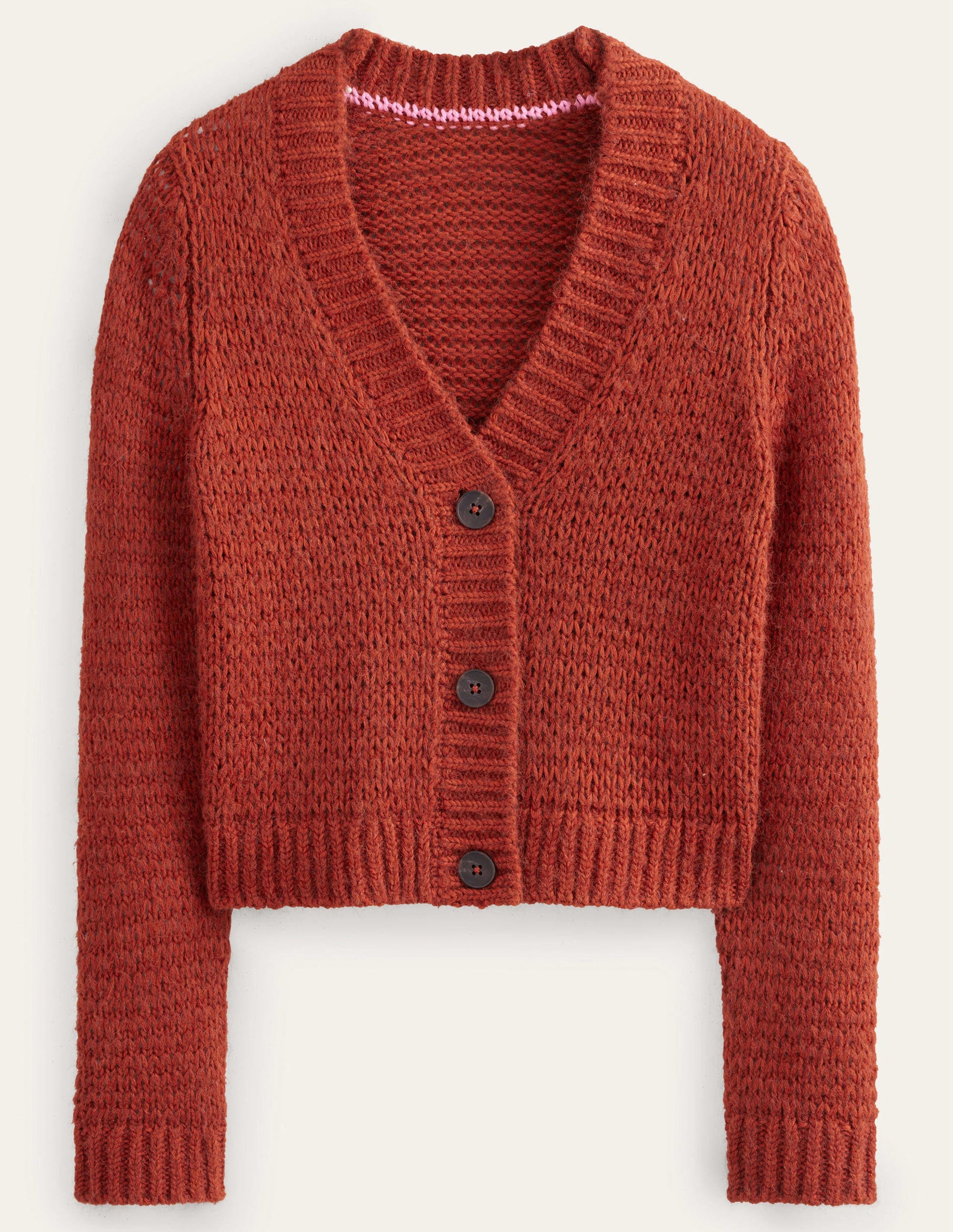 Strick-Cardigan mit offenen Maschen-Rostrot-5