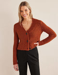 Strick-Cardigan mit offenen Maschen-Rostrot