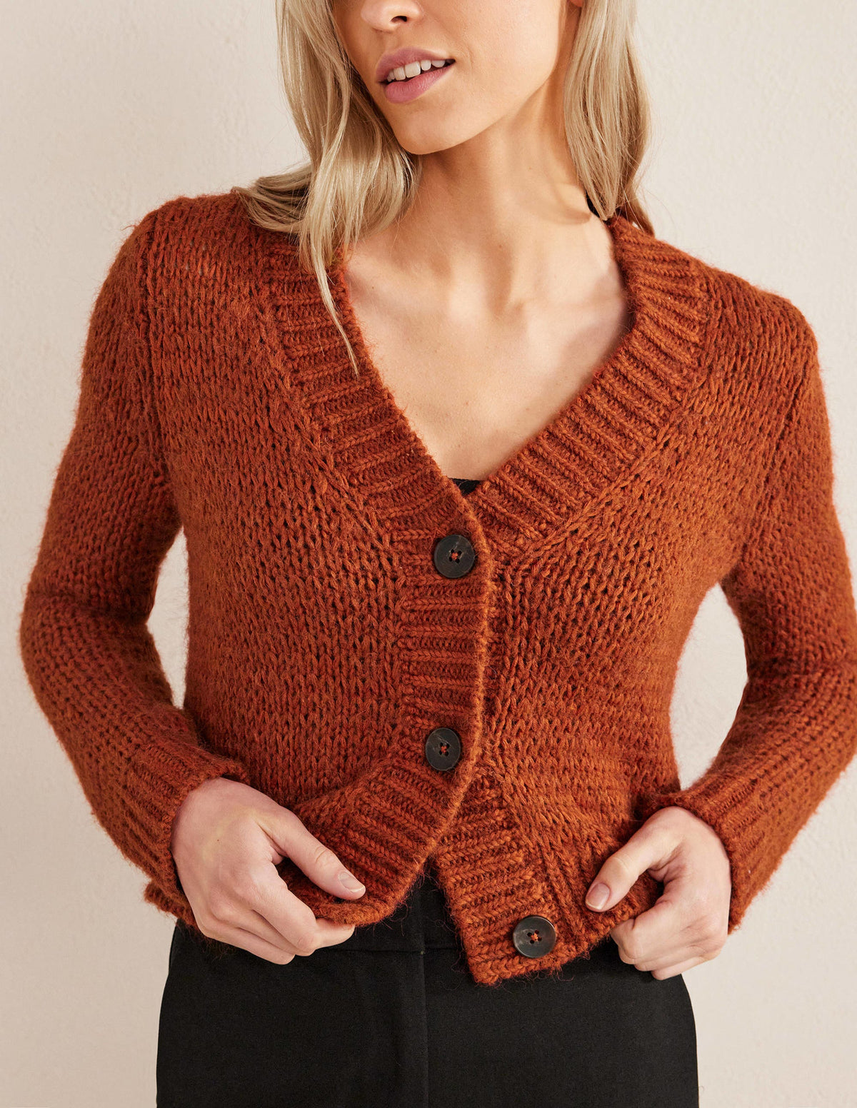 Strick-Cardigan mit offenen Maschen-Rostrot-2