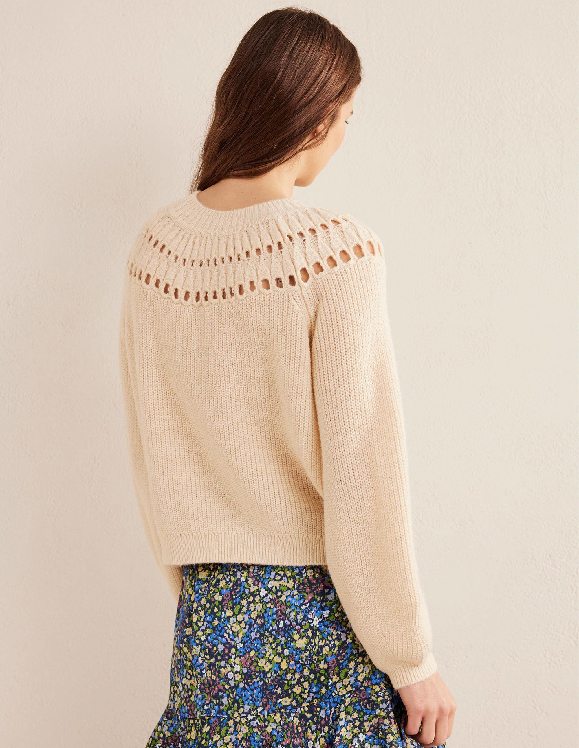 Pullover mit hübschen Rüschen-Naturweiß Meliert - Image 3