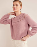 Joli pull volanté-Rose dahlia