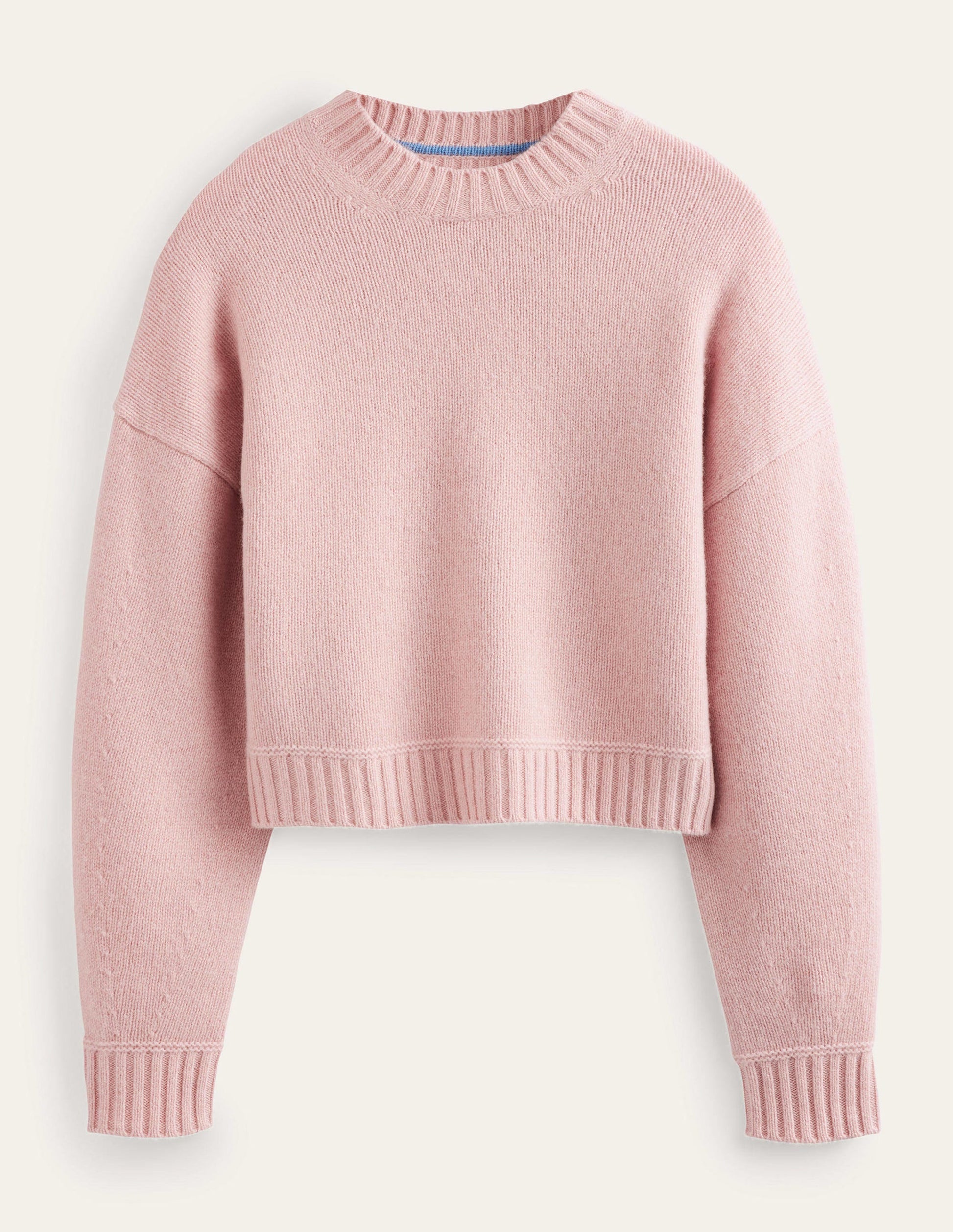 Brushed Wool Cropped Jumper-Chalky Pink-6