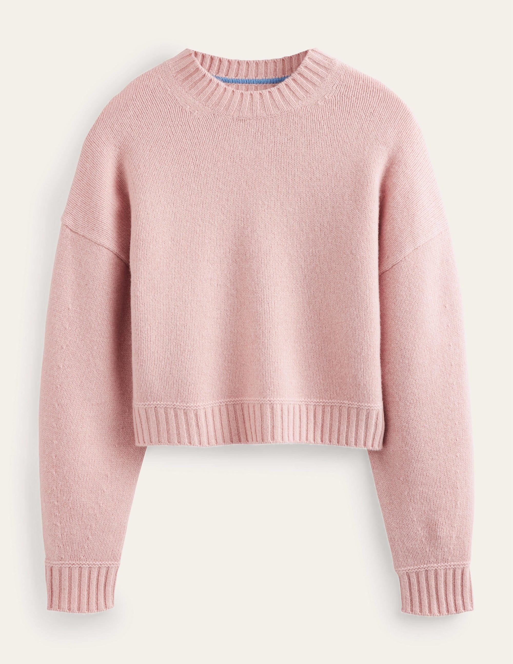 Brushed Wool Cropped Jumper-Chalky Pink - Image 6