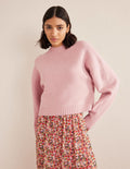 Brushed Wool Cropped Jumper-Chalky Pink