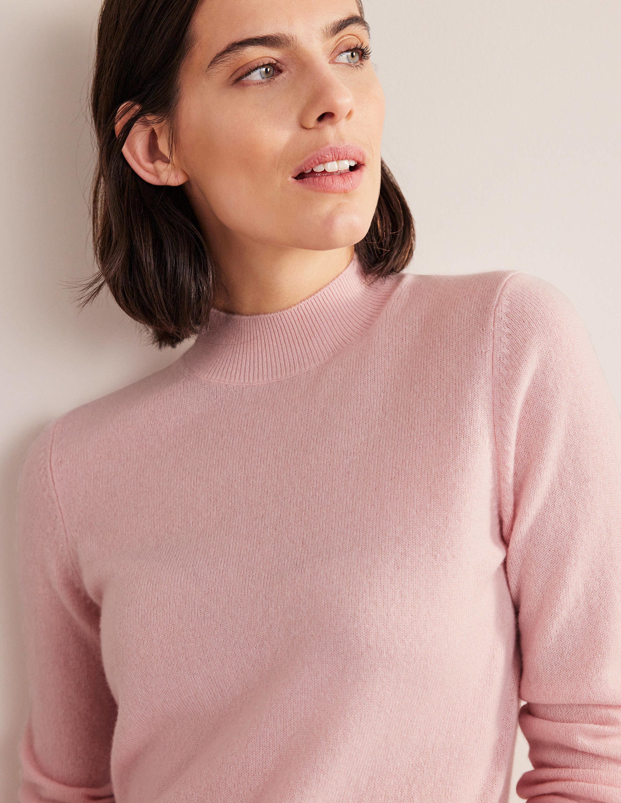 Pull en cachemire à col montant-Rose guimauve - Image 4