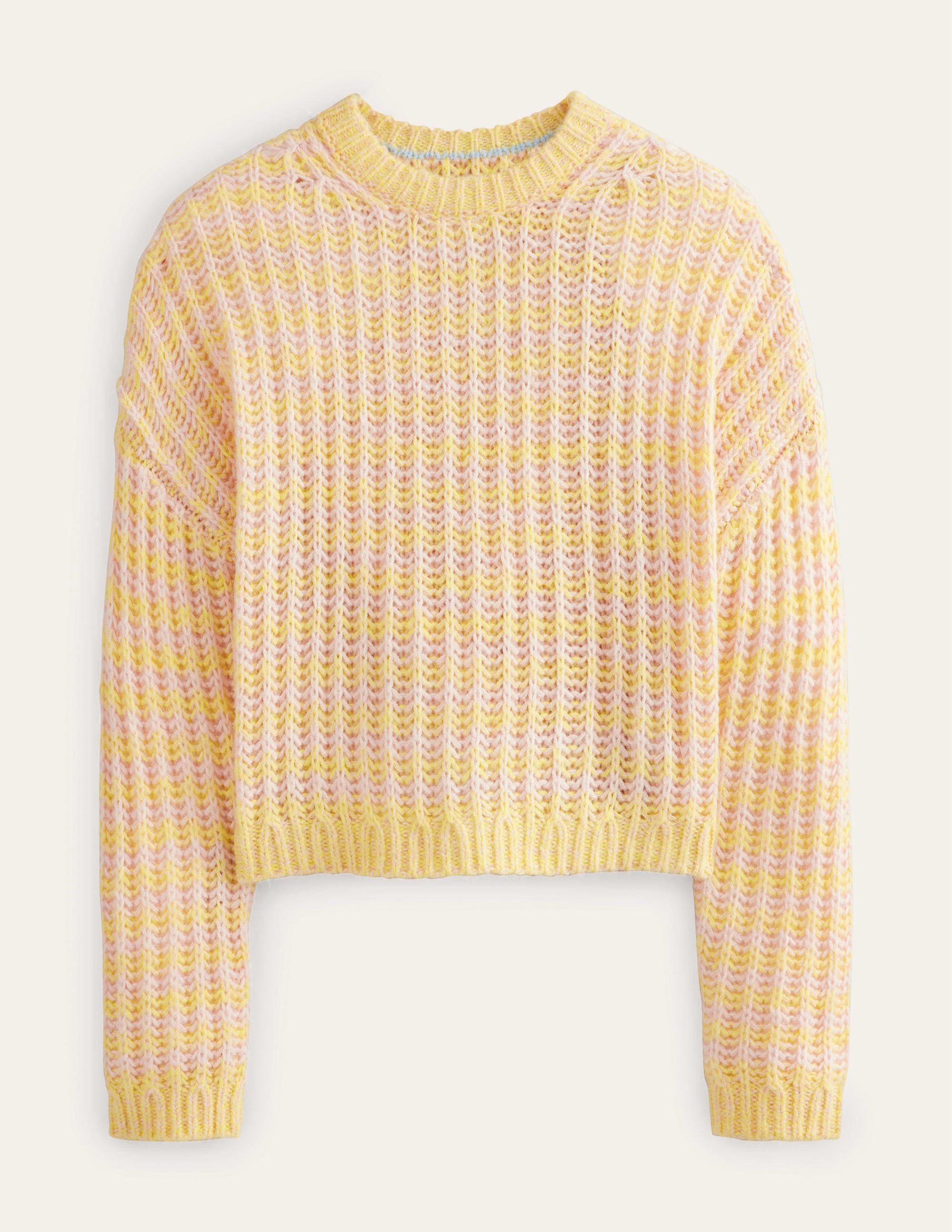 Flauschiger Pullover mit breitem Rippstrick-Gelb Meliert - Image 2