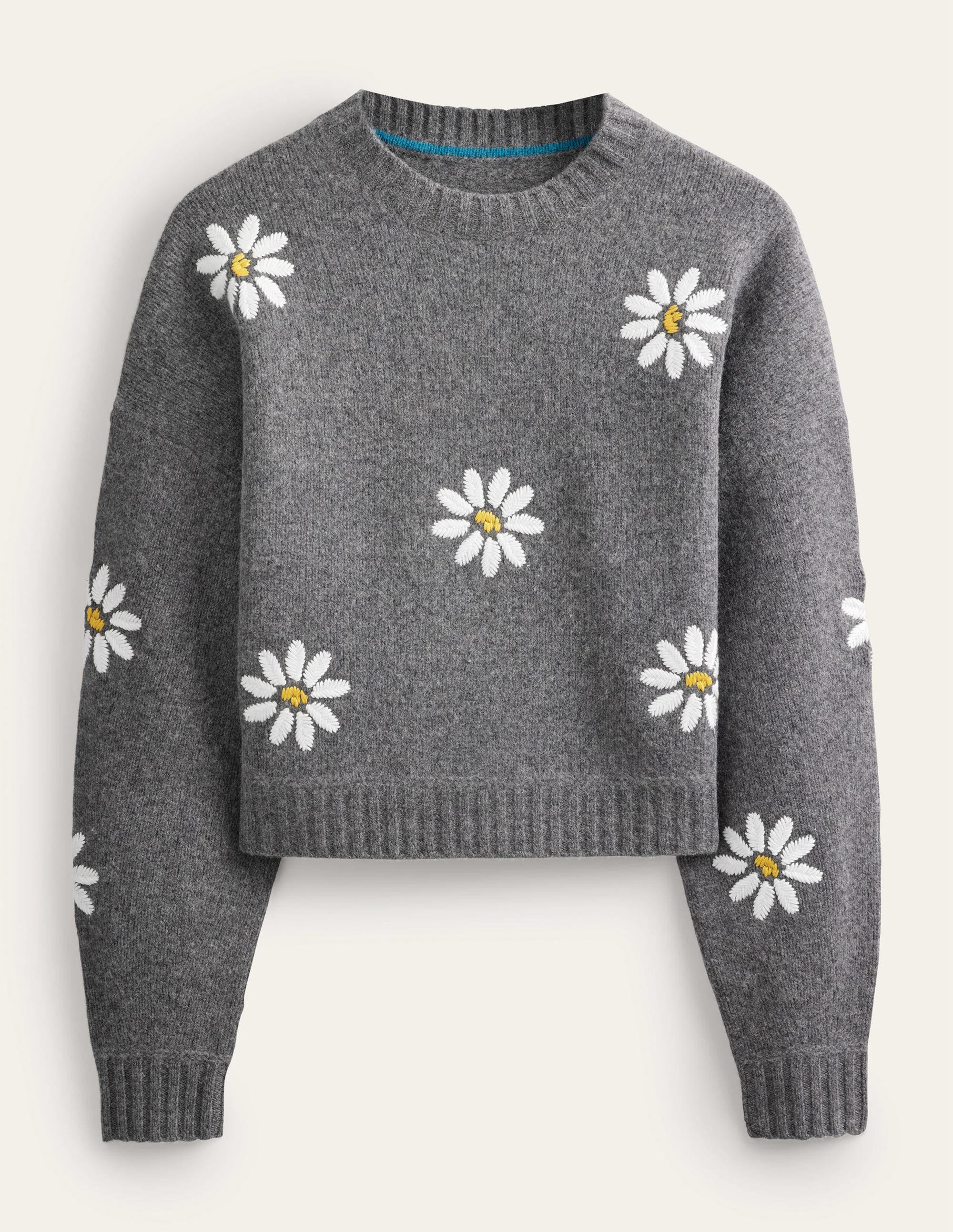 Pull ornementé en laine-Gris foncé chiné - Image 8