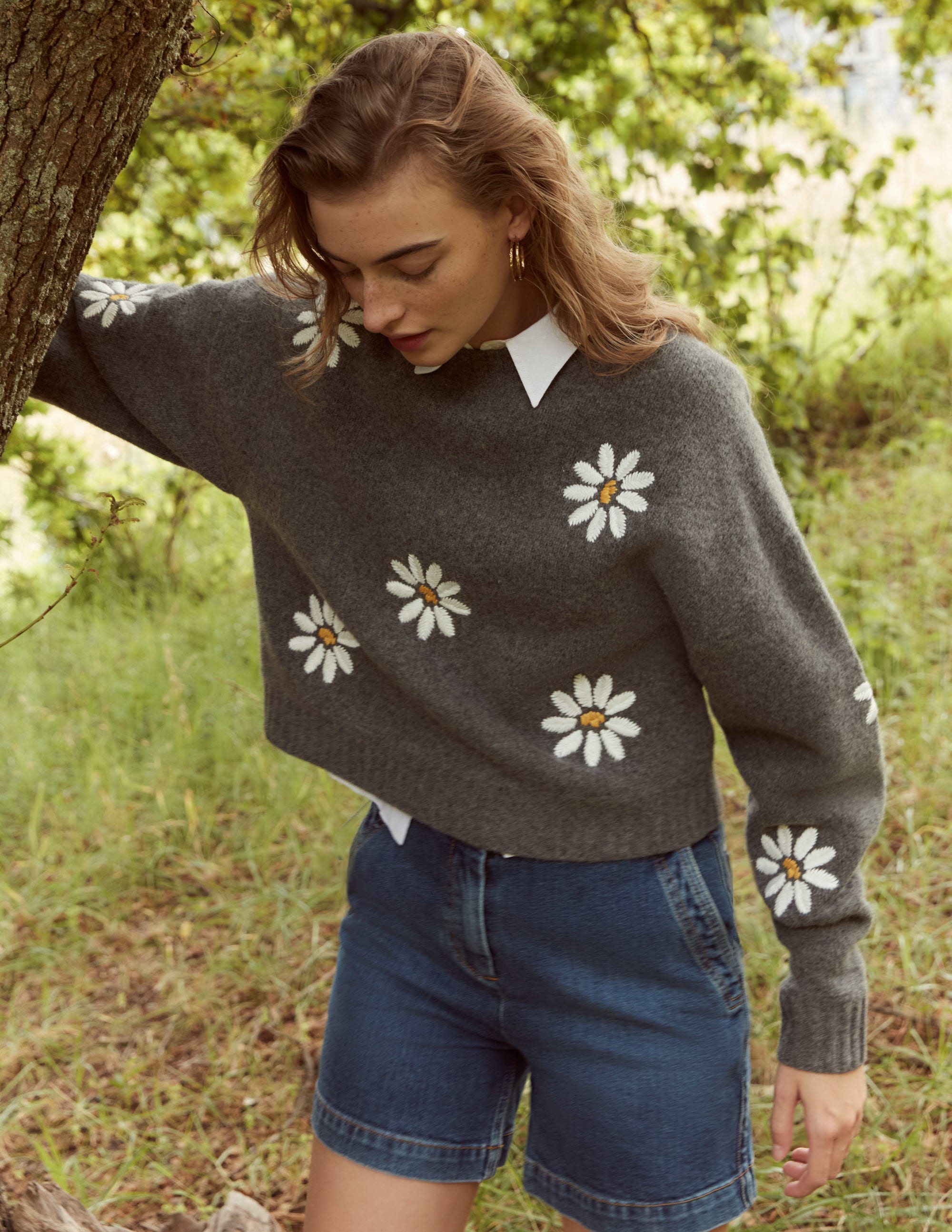 Pull ornementé en laine-Gris foncé chiné - Image 6
