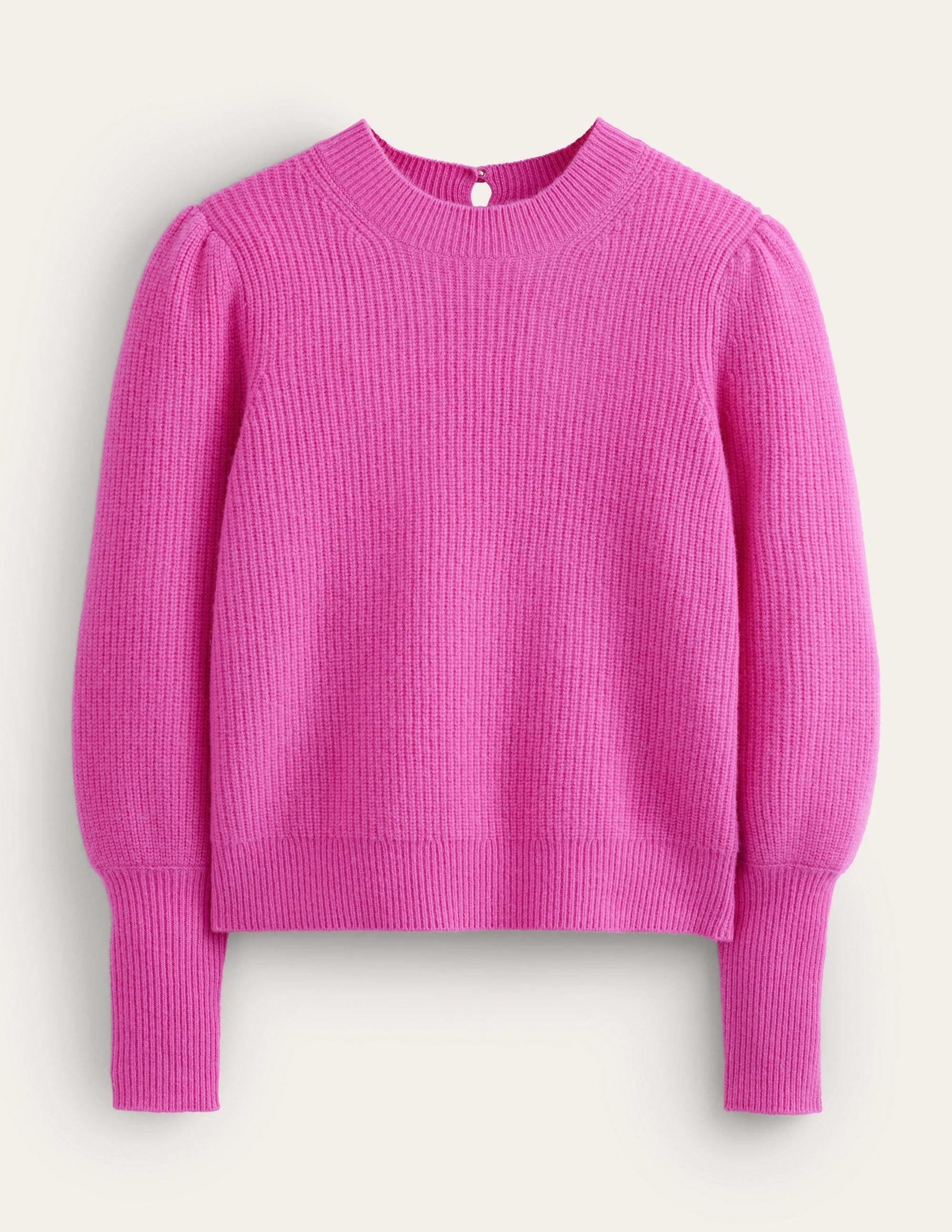 Kaschmirpullover mit Schlüssellochausschnitt-Magenta - Image 6