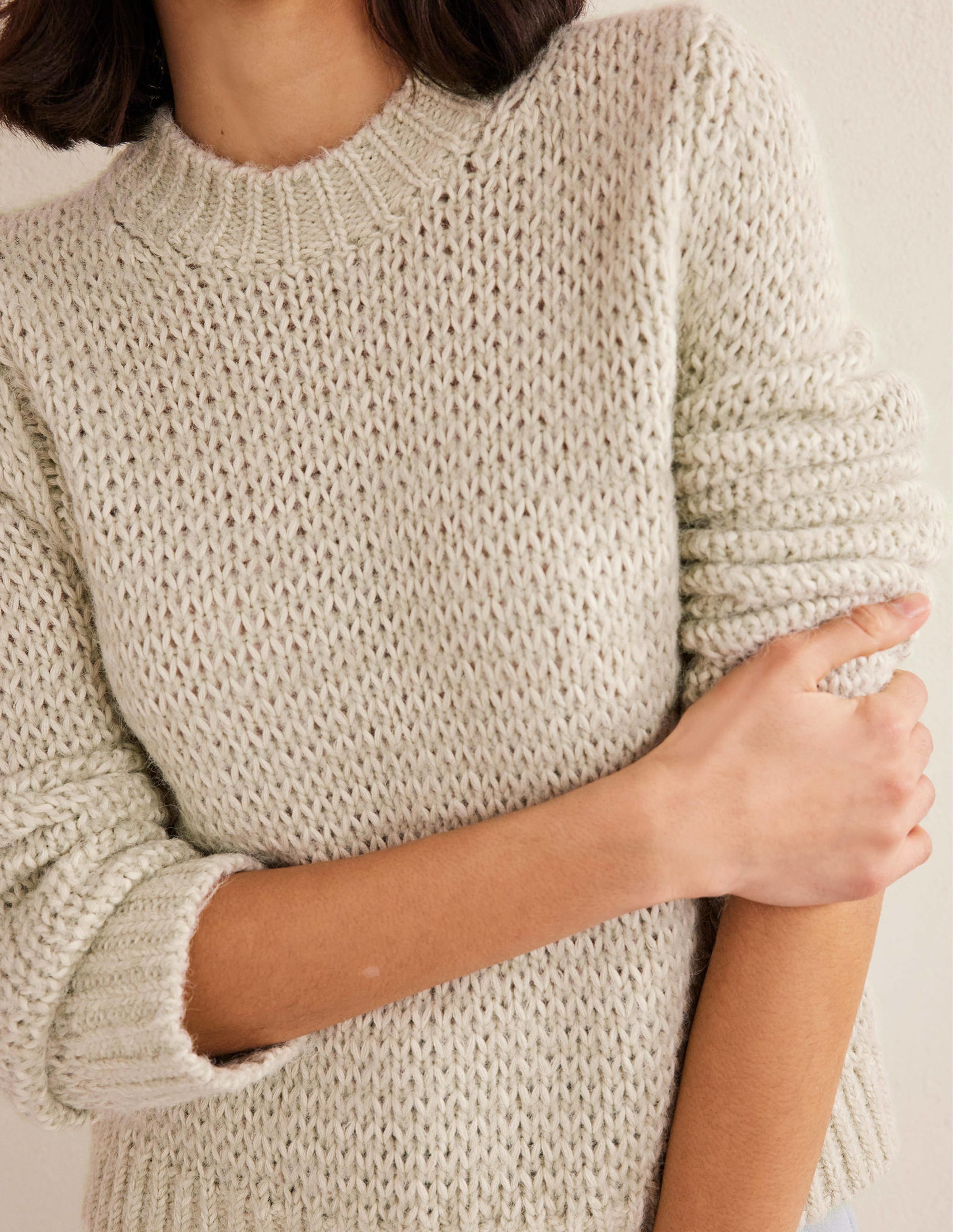 Fluffy Open Stitch Jumper-Sap - Image 2