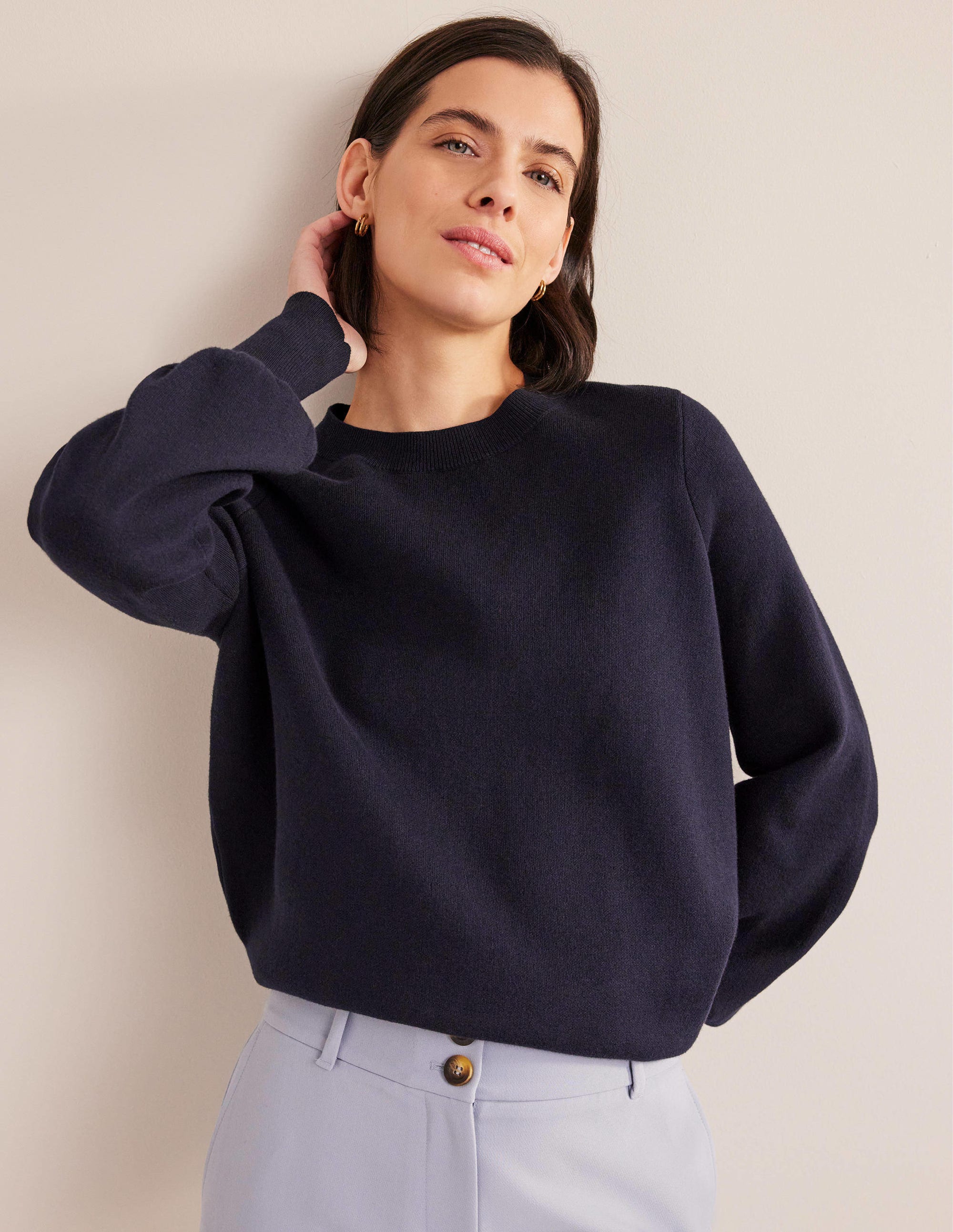 Pull en jacquard-Bleu marine - Image 1