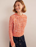 Pull torsadé et chiné-Orange, rose chiné