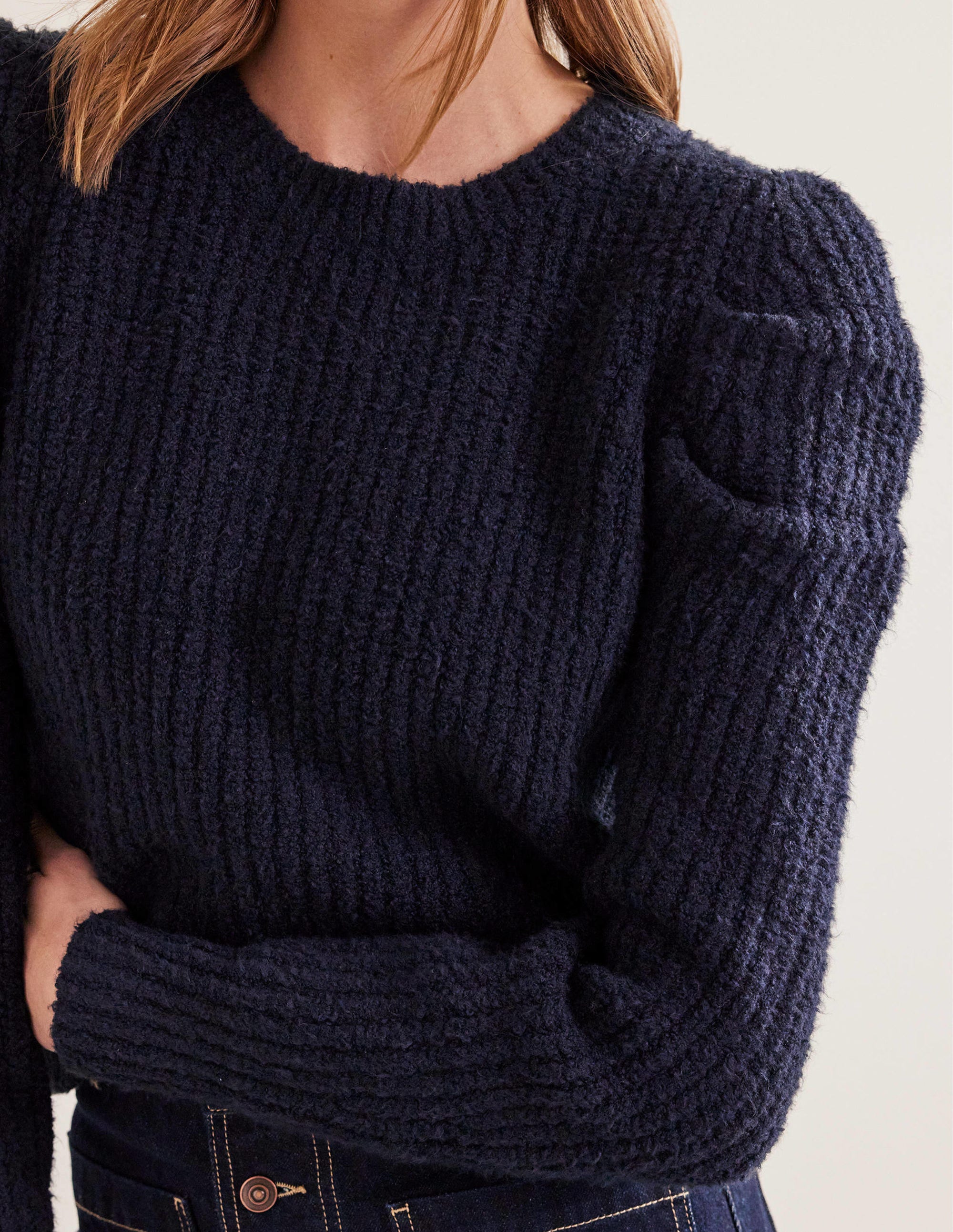 Engineered Rib Pleat Jumper-Navy - Image 2