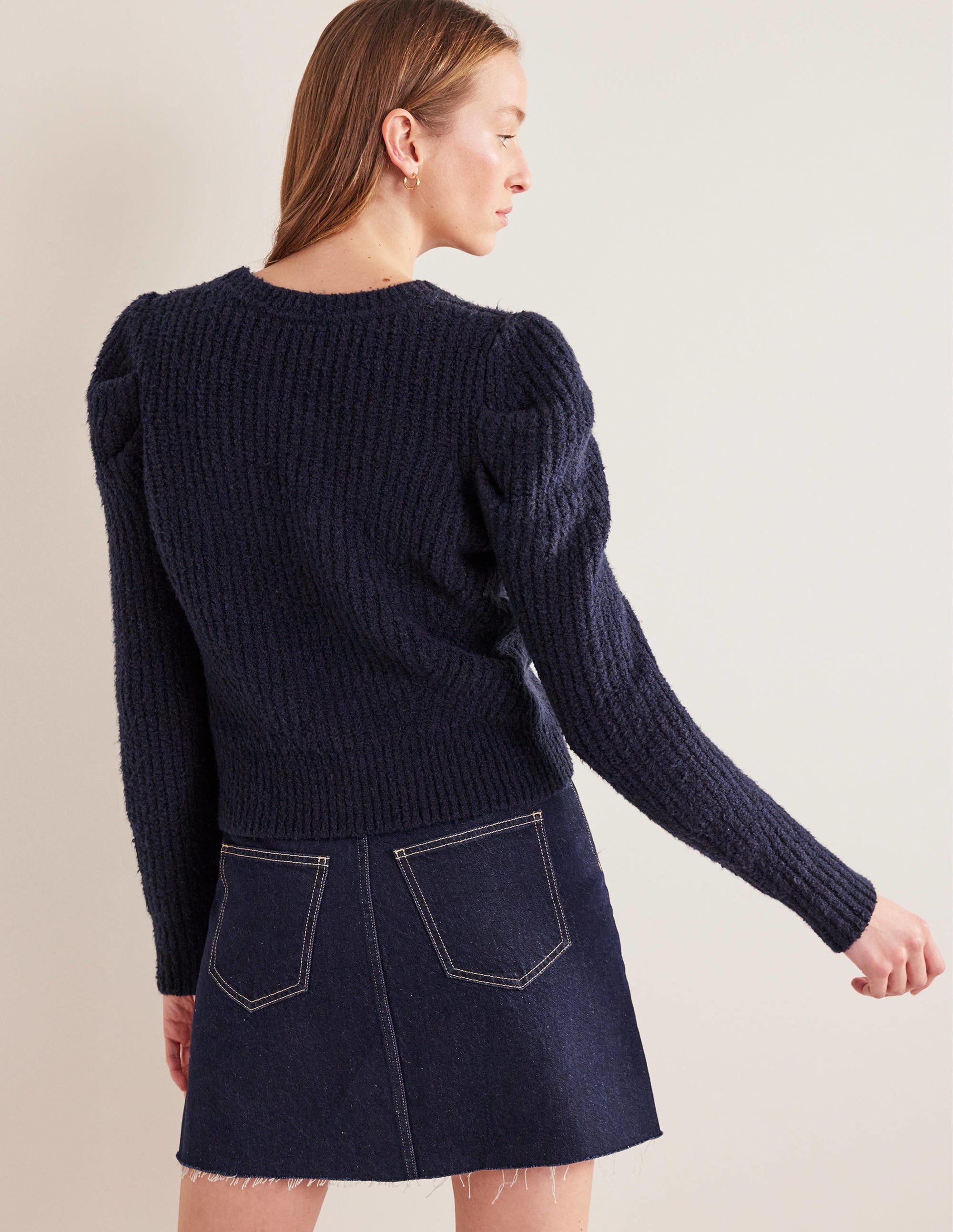 Engineered Rib Pleat Jumper-Navy - Image 3