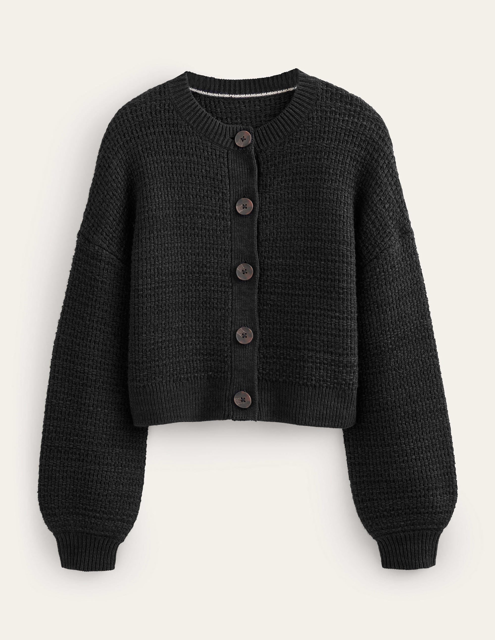 Strukturierte Strick-Bomberjacke-Schwarz - Image 5