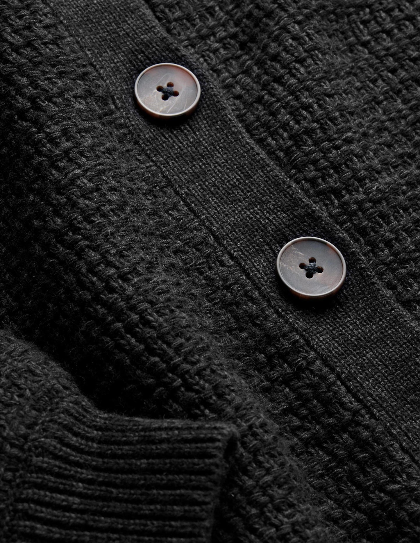 Textured Knitted Bomber Jacket-Black