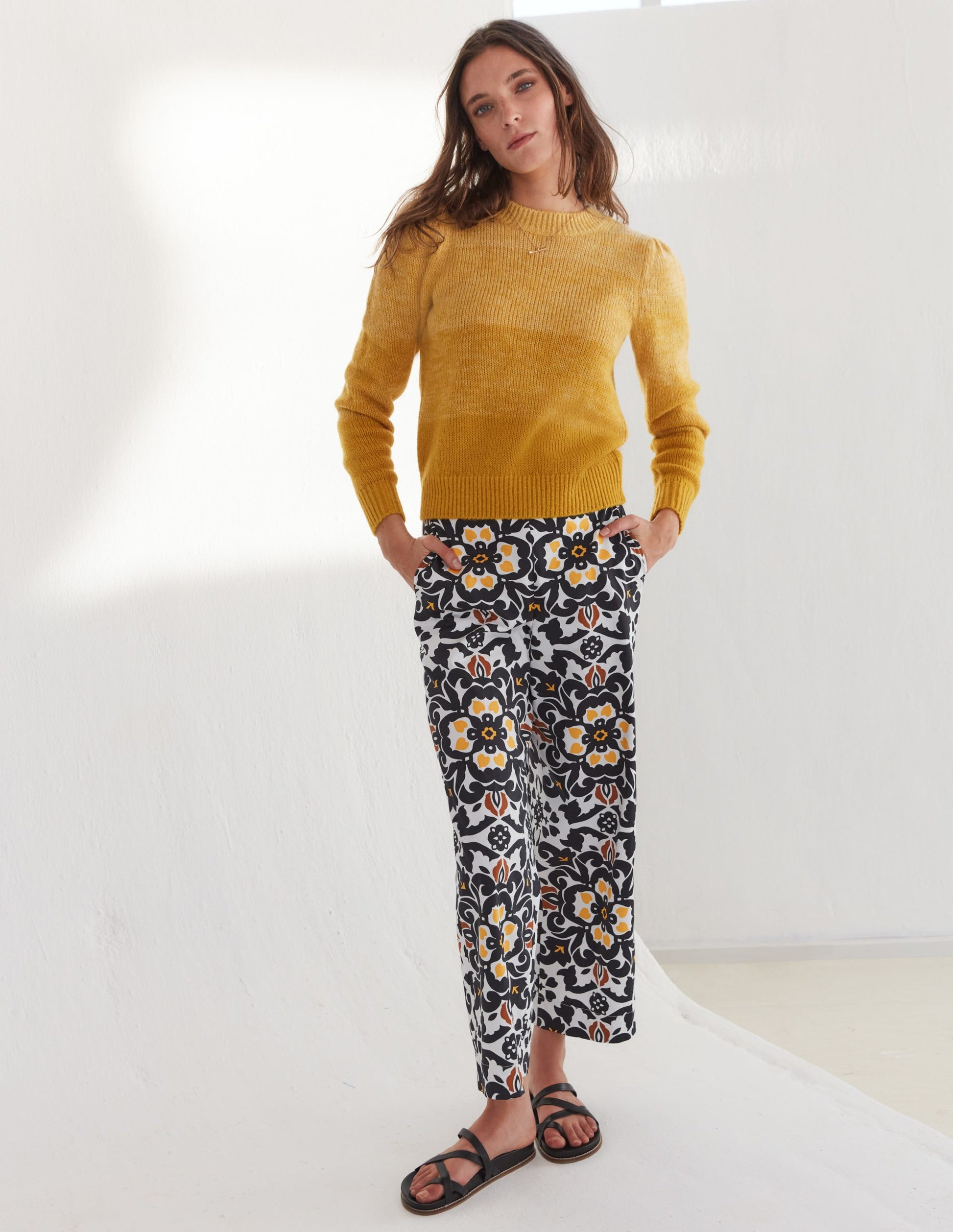 Pull duveteux-Dégradé jaune-6