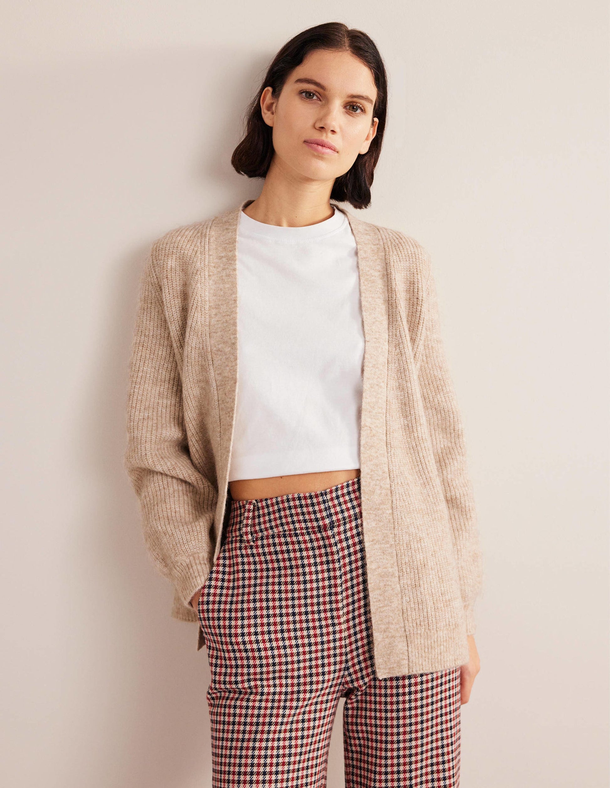 Fluffy Belted Cardigan-Chinchilla Melange-5