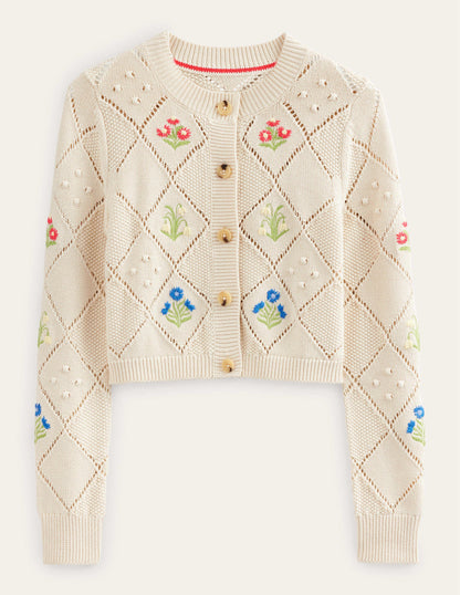 Cropped Embroidered Cardigan-Warm Ivory Embroidery-5
