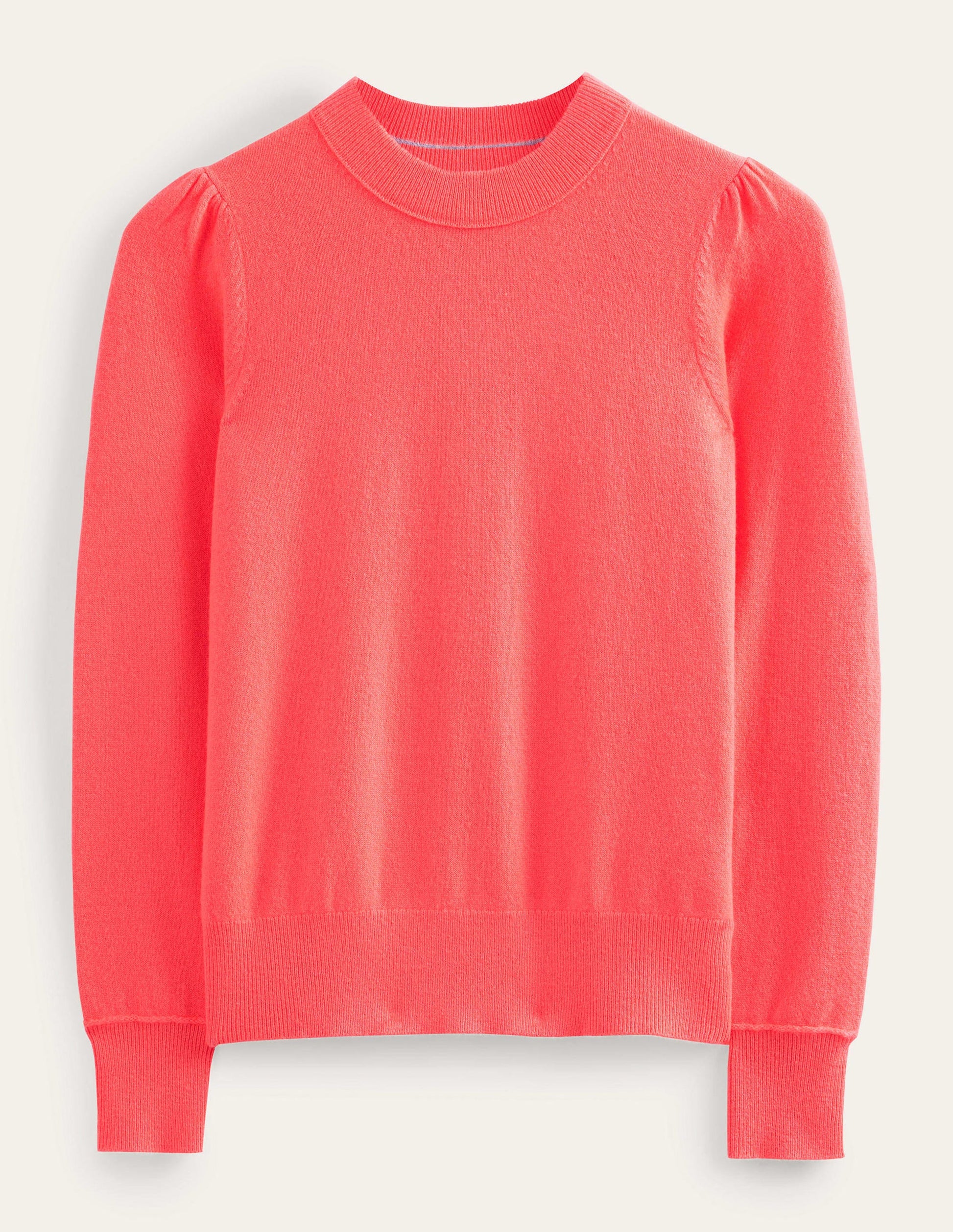 Kaschmirpullover mit Puffärmeln-Helles Wassermelonenrot-6