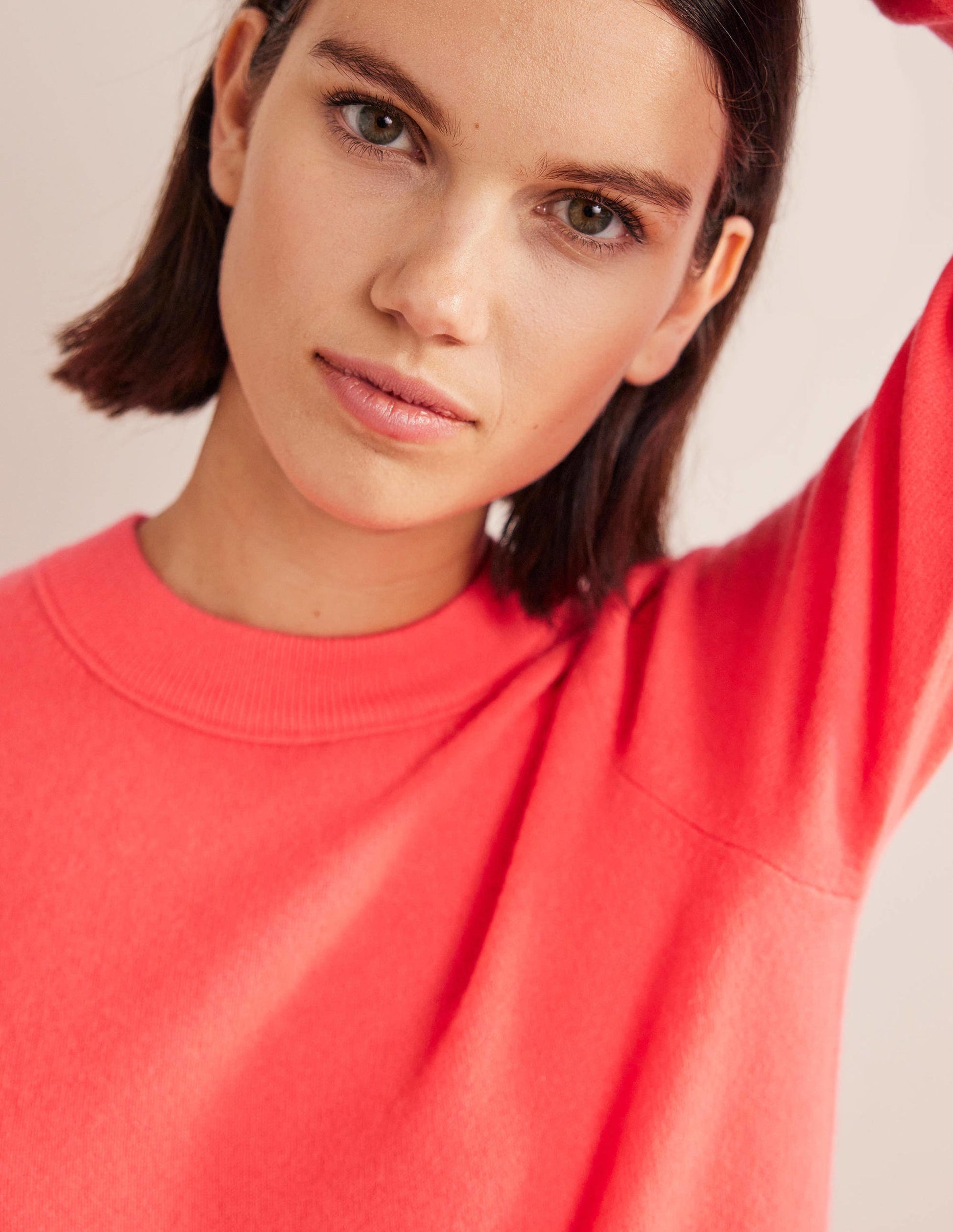 Kaschmirpullover mit Puffärmeln-Helles Wassermelonenrot-5